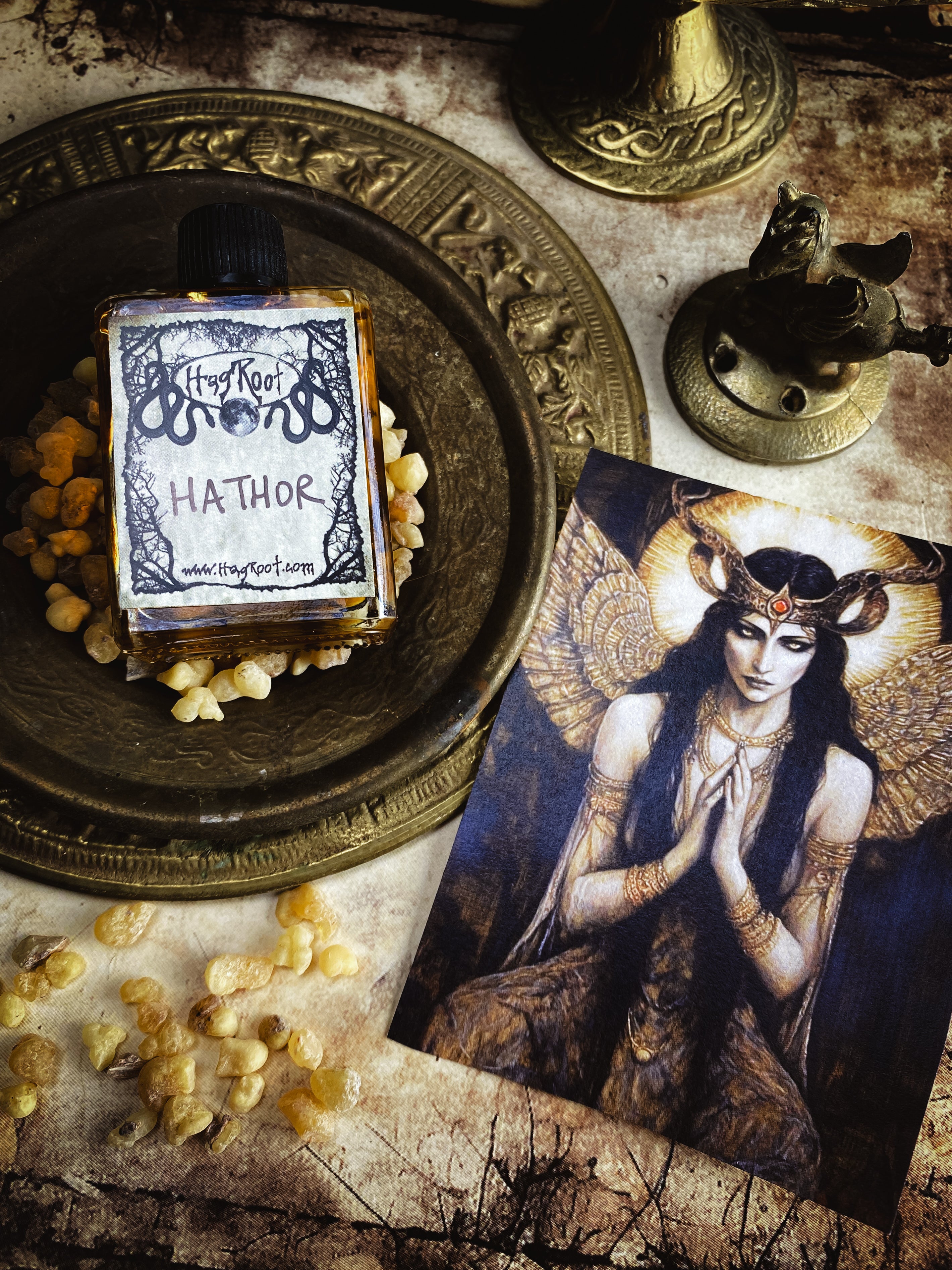 HATHOR-(Sandalwood, Amber, Vanilla, Cedar, Oud Wood, Sugar Cane, Warm Spices)-Perfume, Cologne, Anointing, Ritual Oil