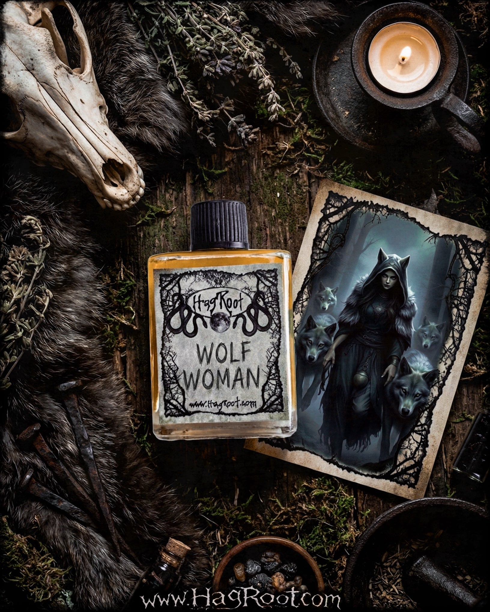 WOLF WOMAN-(Vetiver, Vanilla, Musk, Myrrh, Coumarin, White Sage, Pinion Wood, Amber, Cedar)-Perfume, Cologne, Anointing, Ritual Oil