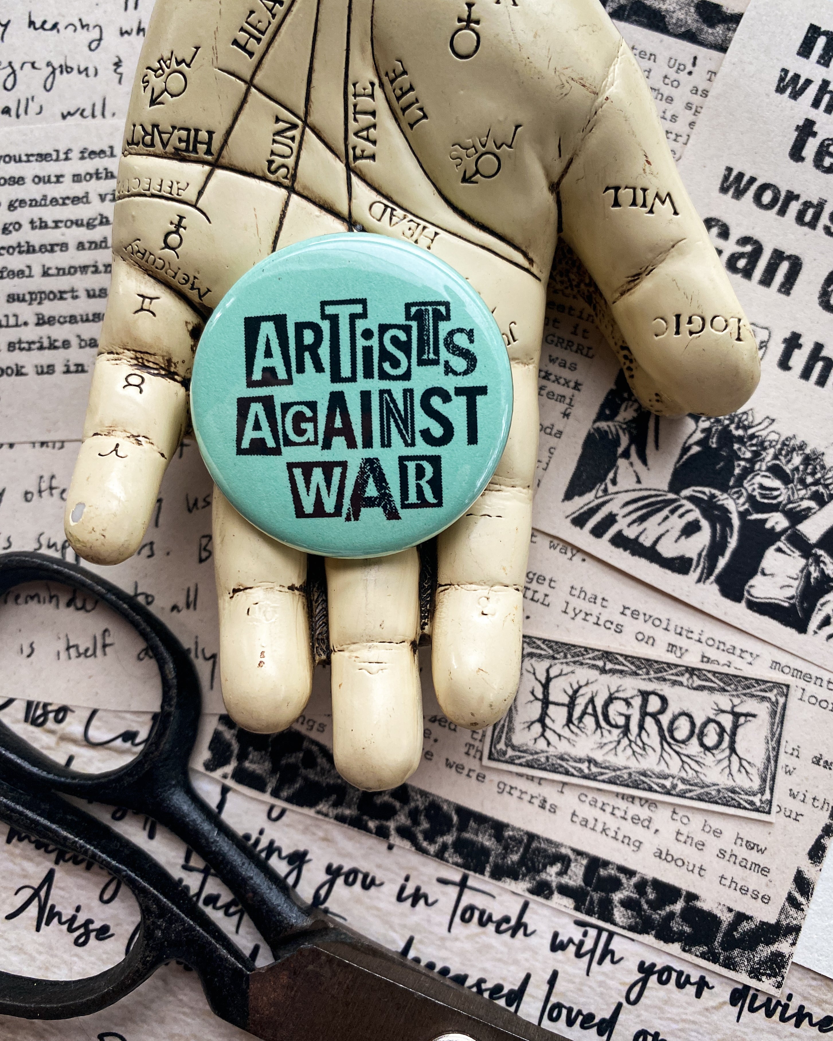 Artists Against War - Hand Pressed Button/Pin - 1.5"