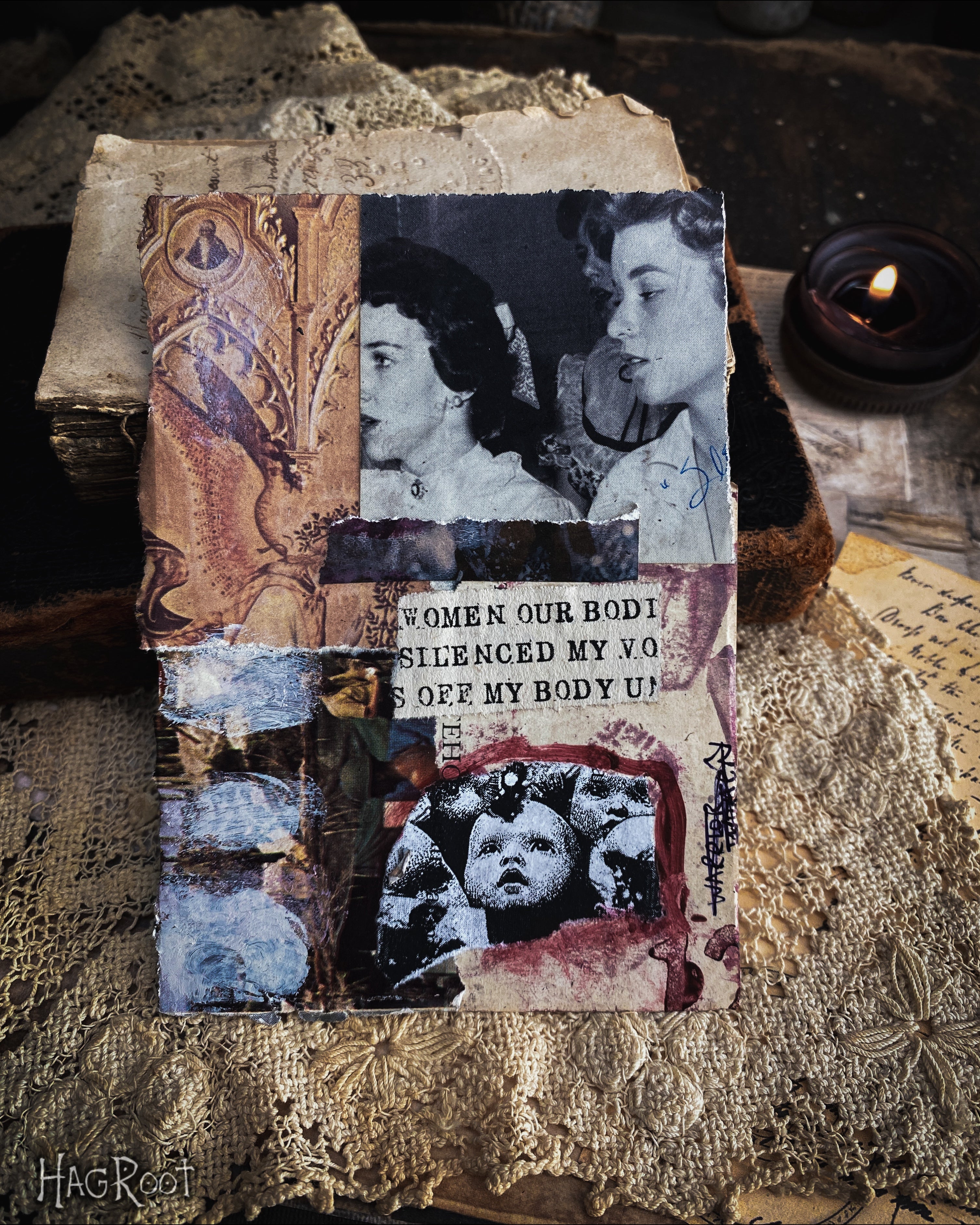 Women - Original Mixed Media Collage - Altar Card