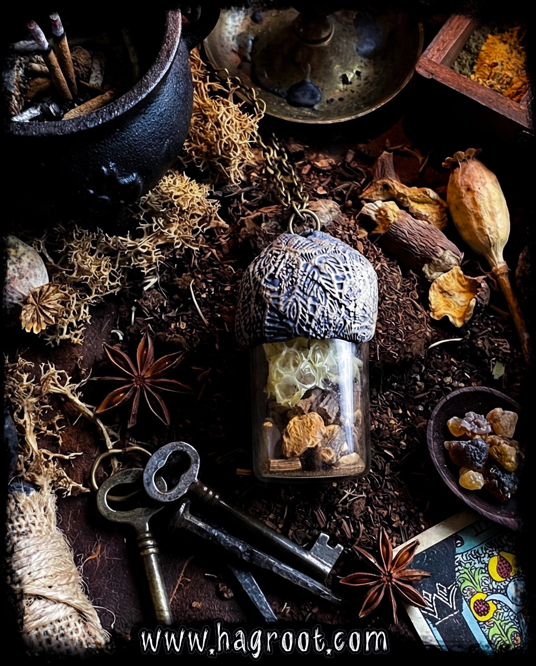 Conjure Necklace with Mandrake Root, Rose Quartz and Snake Skin for Love, Protection + Spiritual Connection