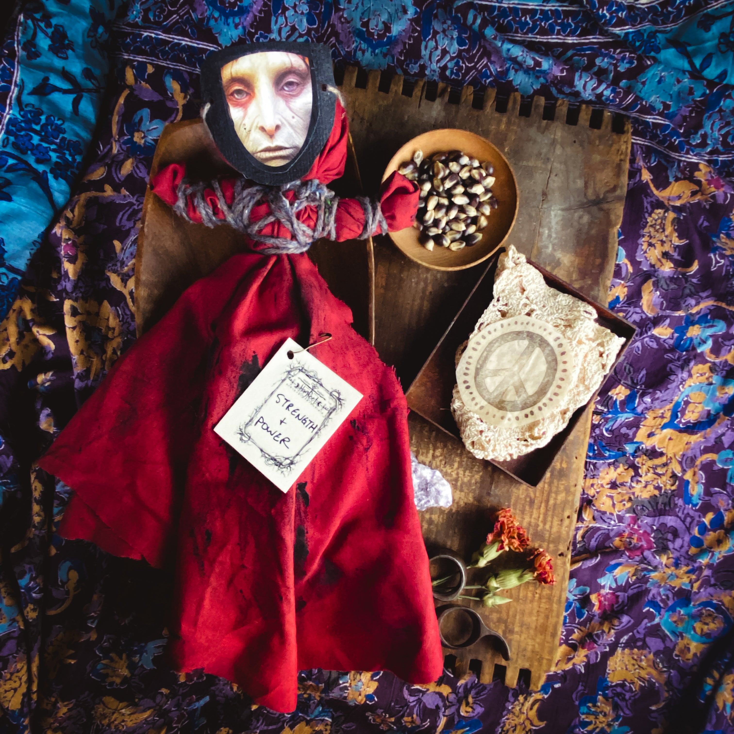 INTENTION DOLL FOR STRENGTH + POWER Containing Herbs, Roots, Stones, Snake Skin, Shells - Poppet, Conjure Doll, Medicine Doll, Spirit Doll