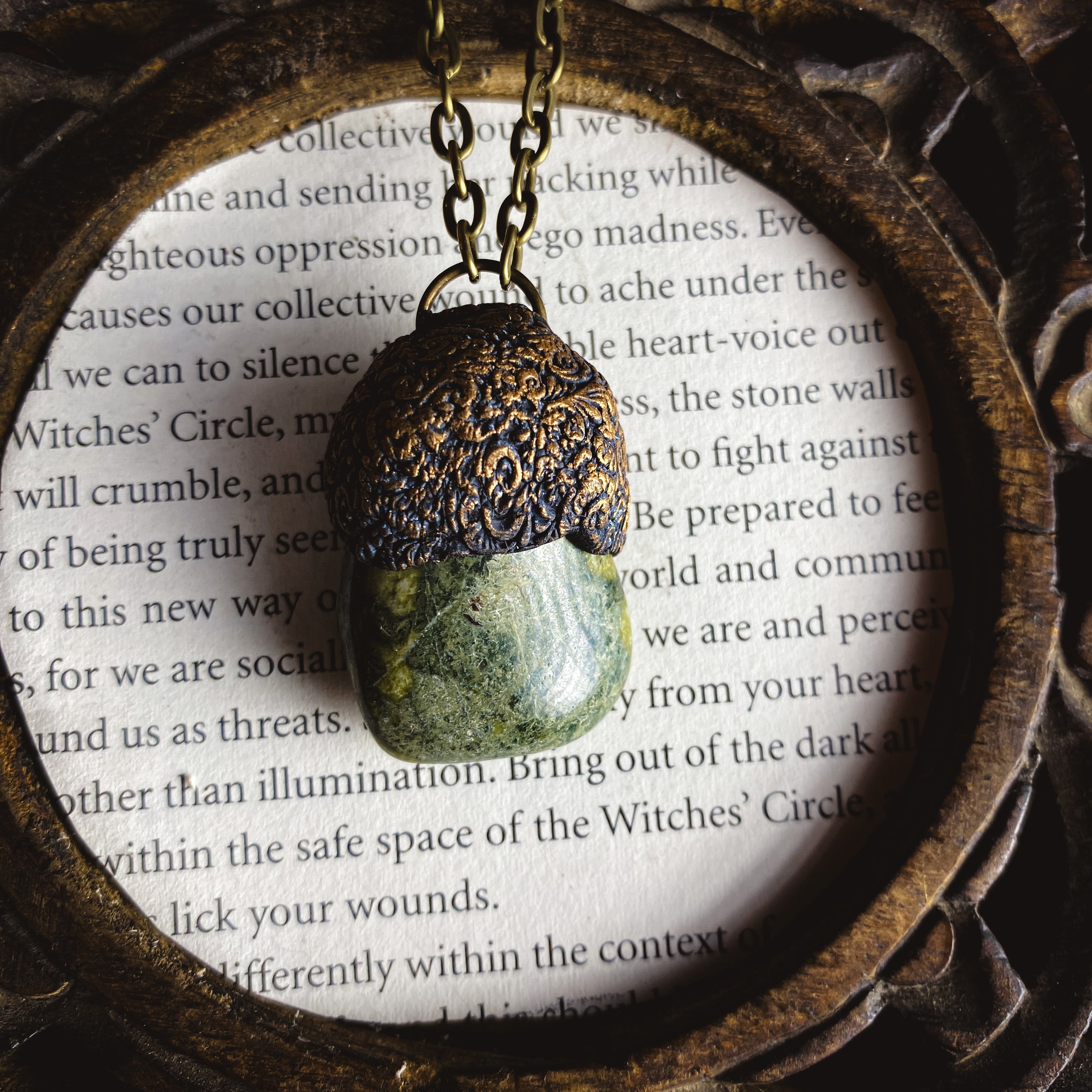 Serpentine Talisman Necklace with an Organic Clay Pattern
