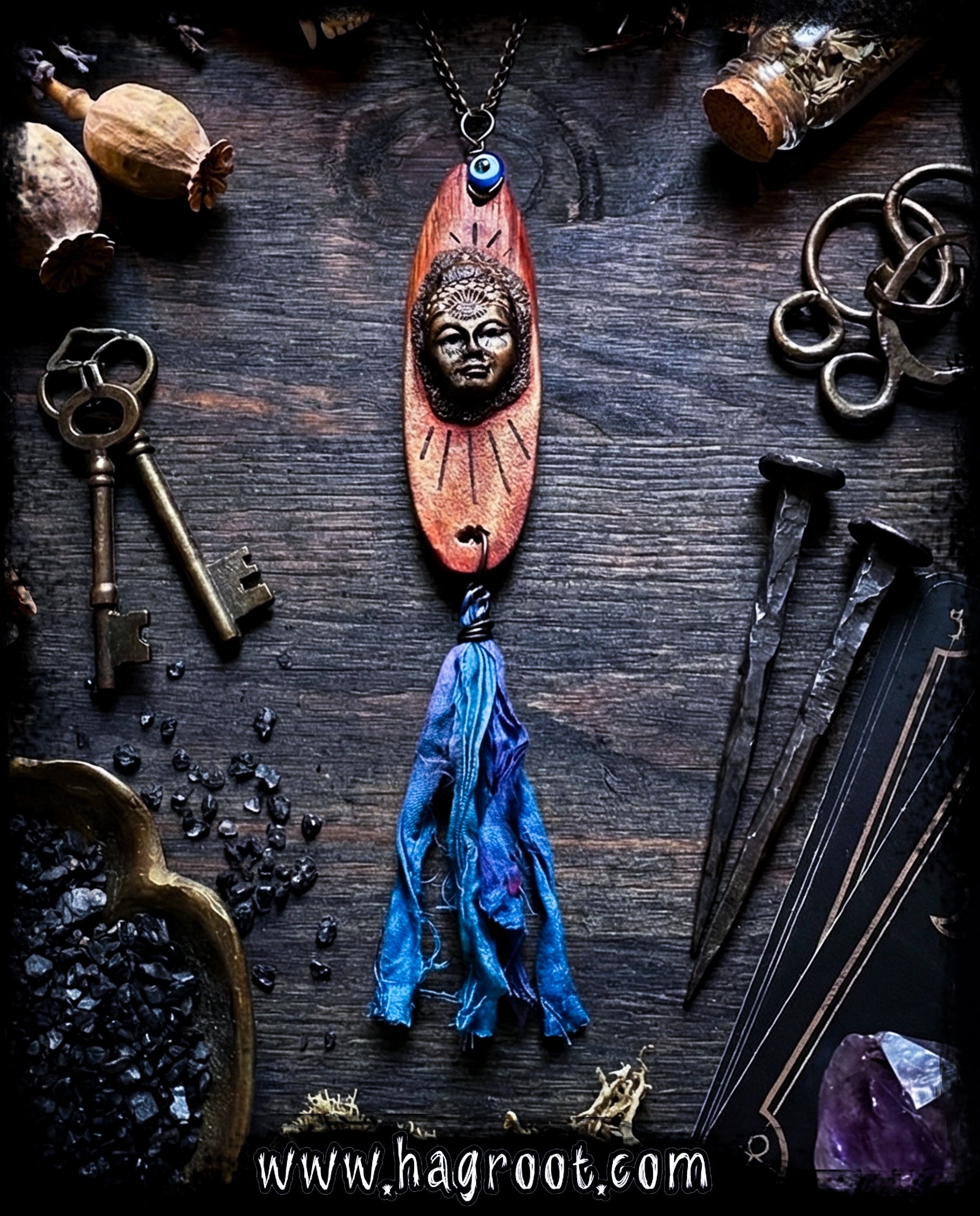 Woman of the Forgotten Realms - Wood + Clay Talisman/Amulet Necklace