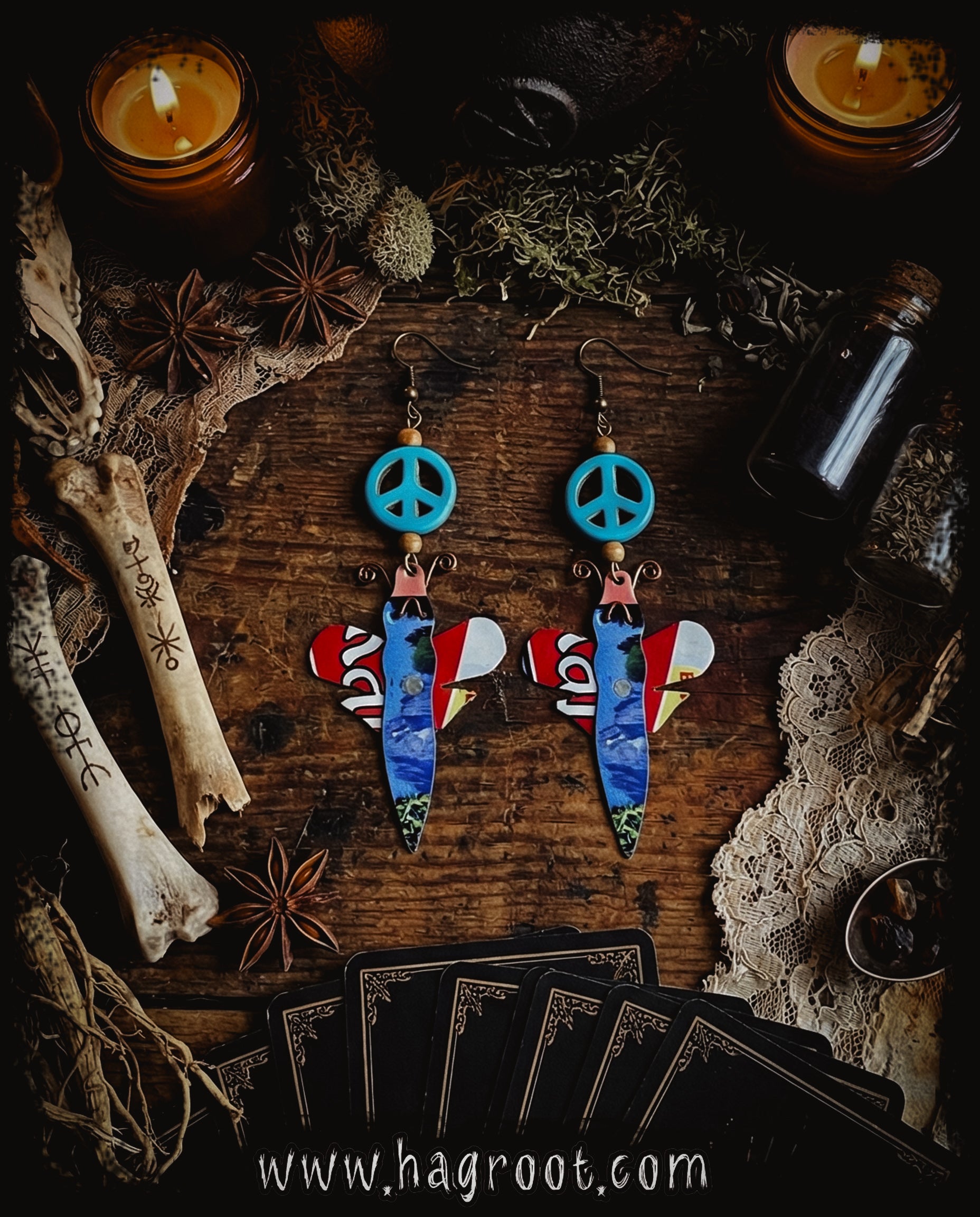 Hand Crafted Earrings for Peace Made from Salvaged Materials