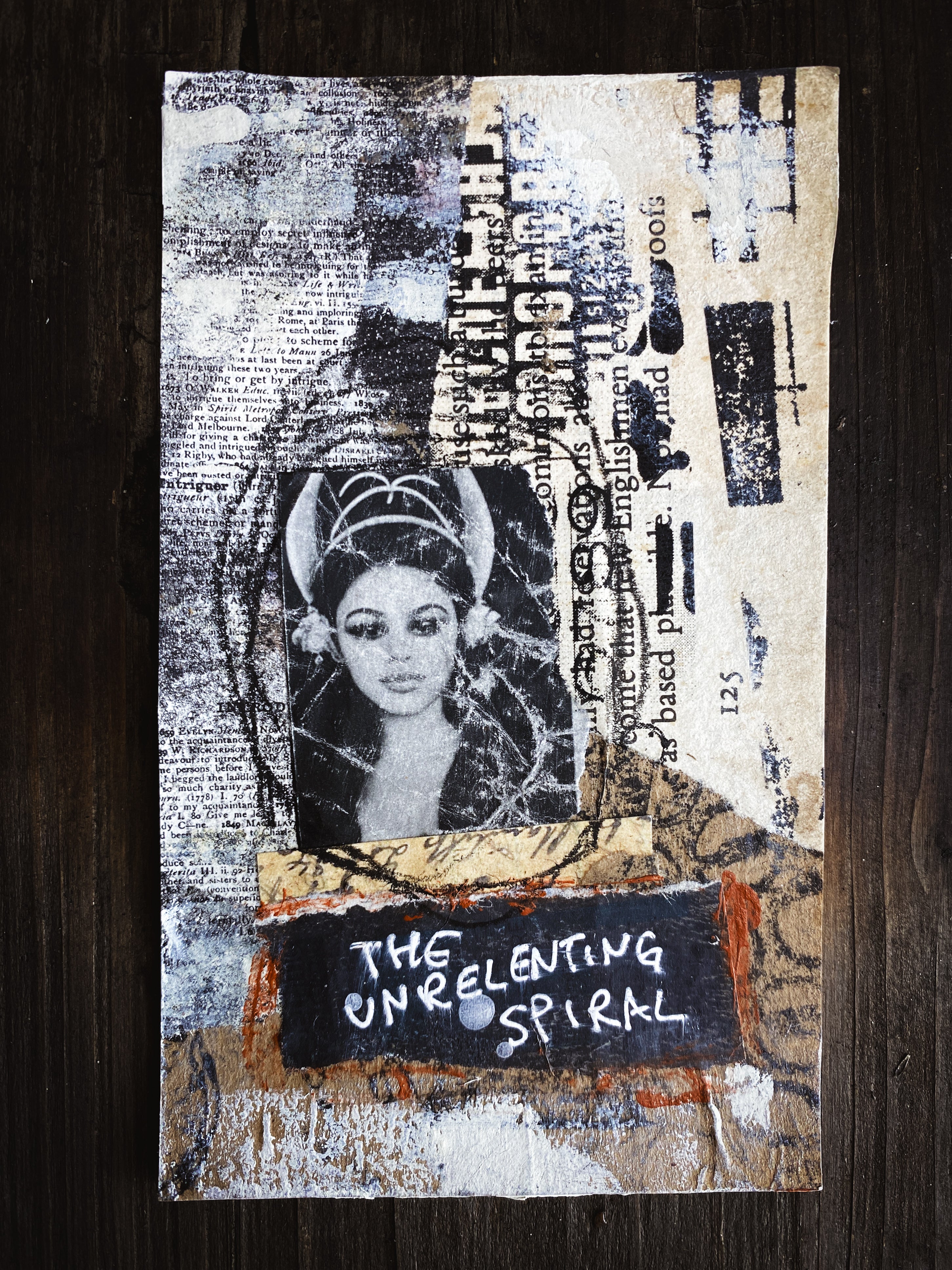 Unrelenting Spiral - Original Mixed Media Collage