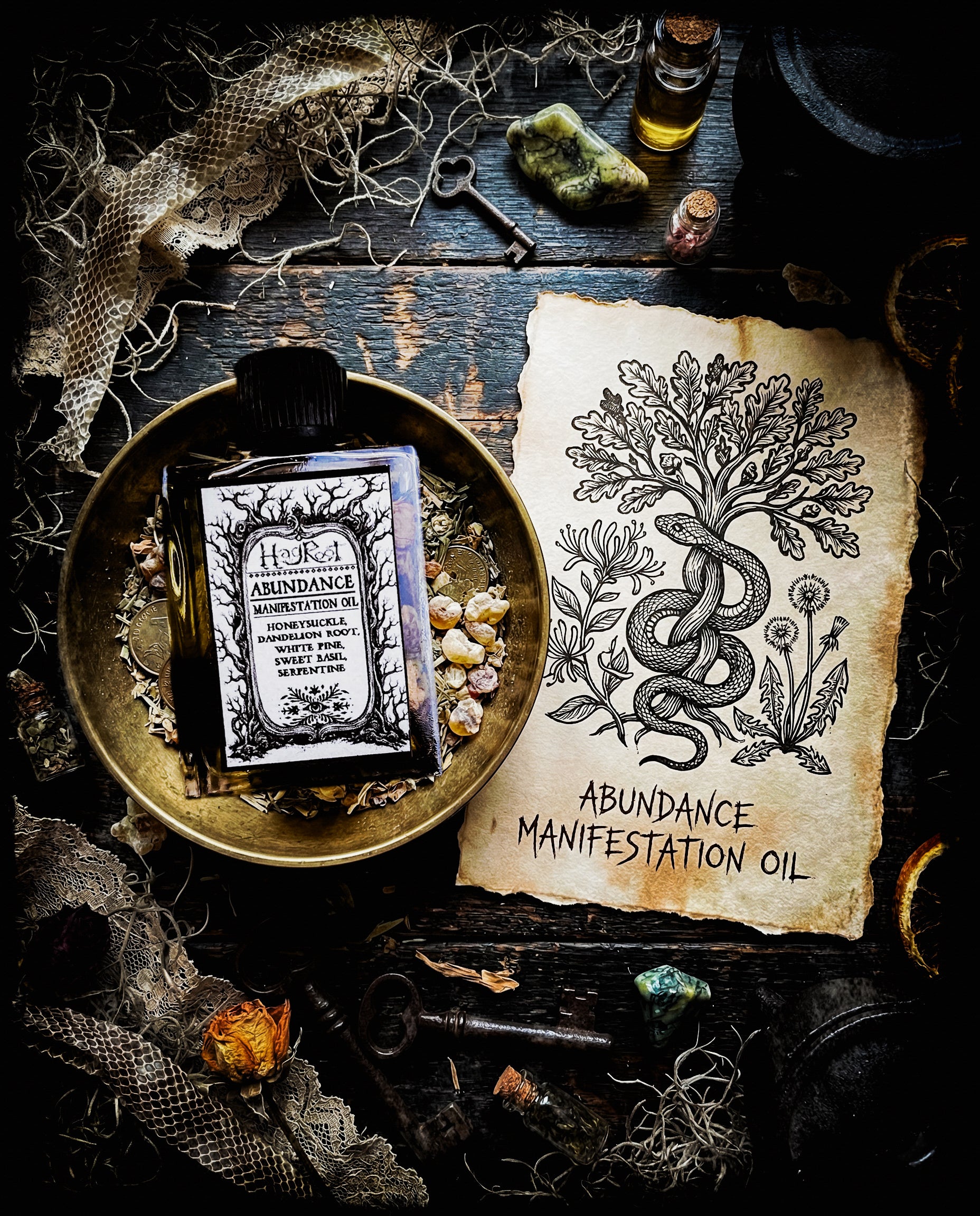 Abundance Manifestation Oil - Herbal Ritual Oil, Anointing Oil, Perfume, Conjure Oil