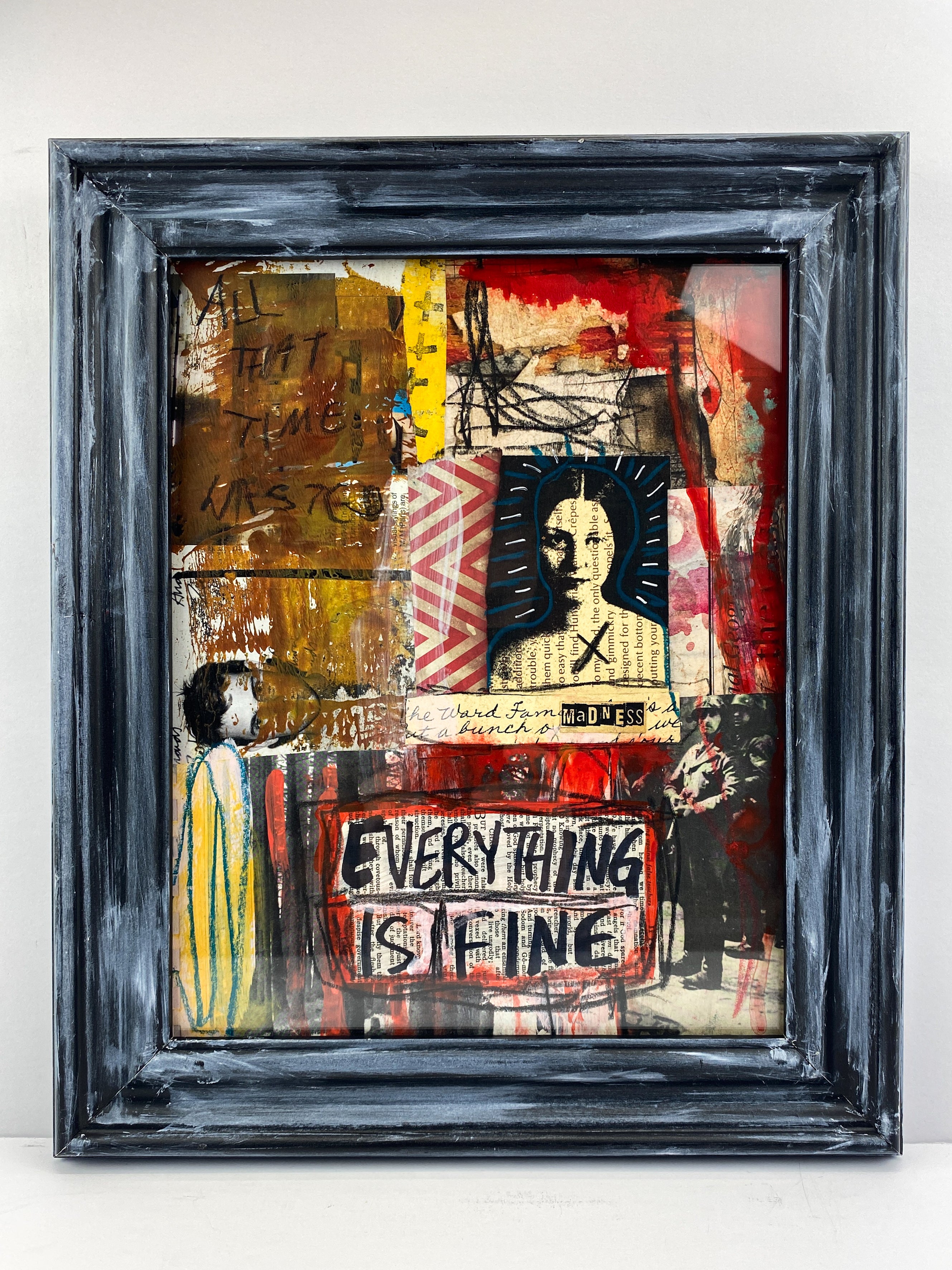 Everything Is Fine - Original Mixed Media Collage In Frame