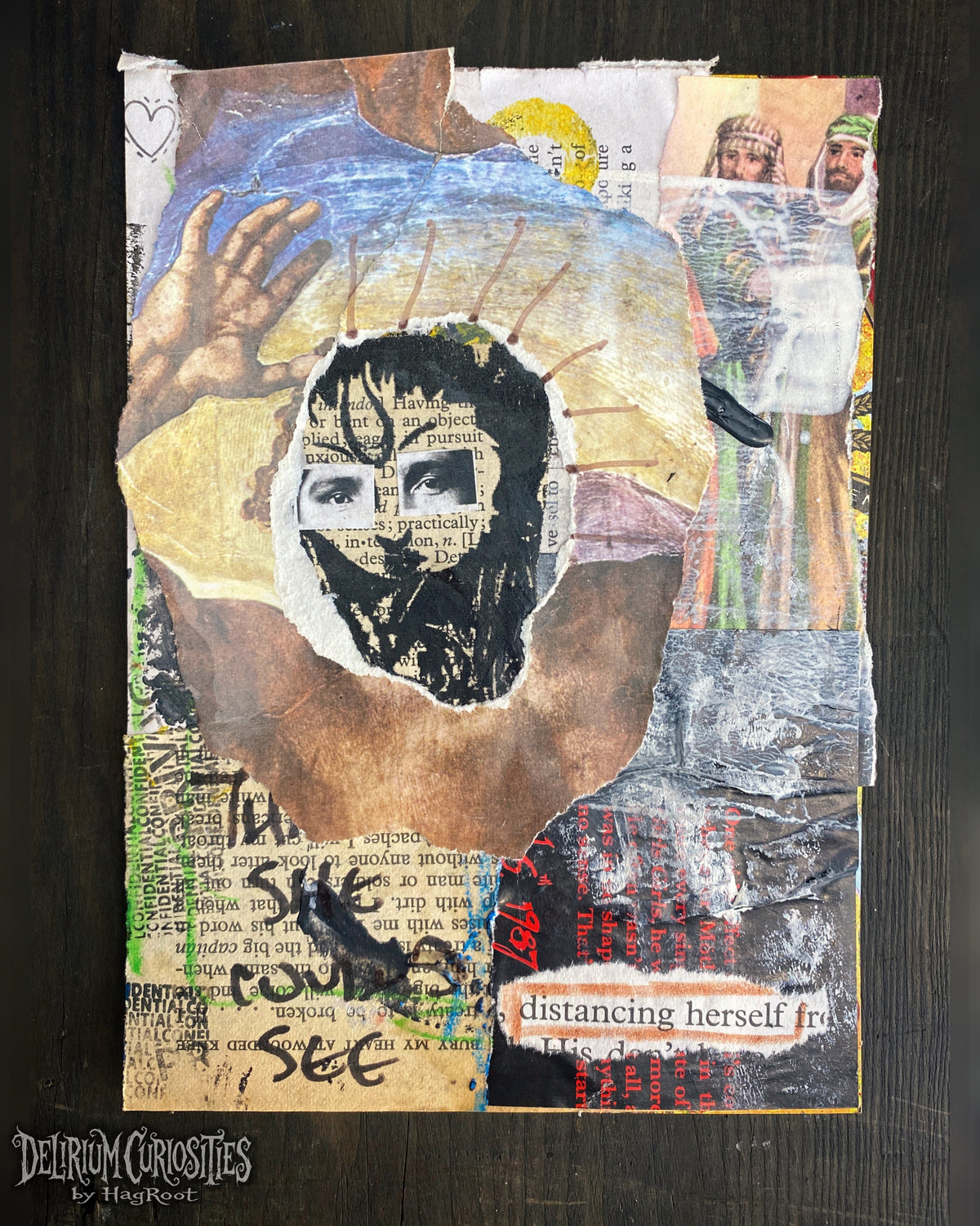 Distancing Herself - Original Mixed Media Collage