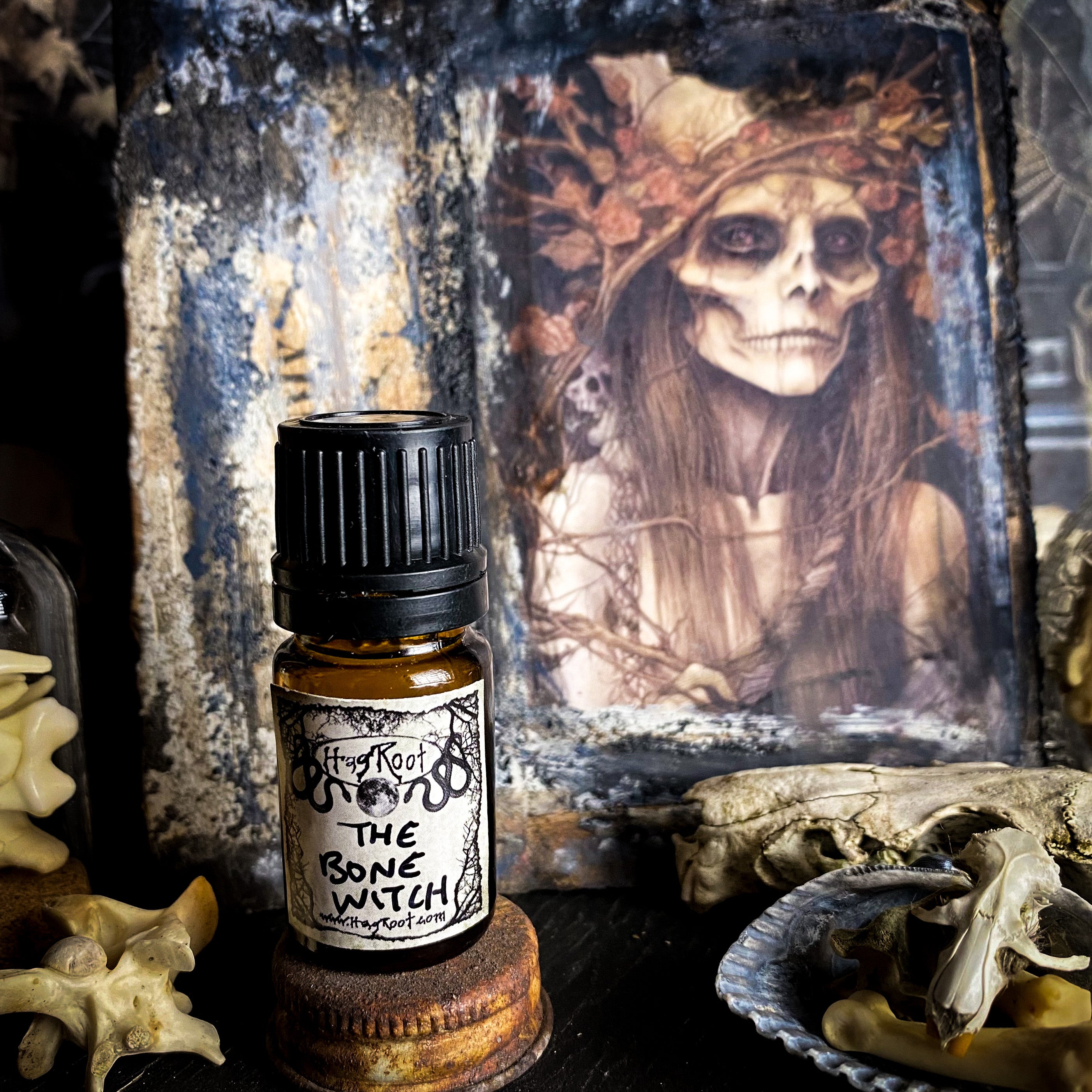 THE BONE WITCH-(Cedar, Oakmoss, Amber, Cypress, Ritual Smoke, Pumpkin, Vanilla, Musk)-Perfume, Cologne, Anointing, Ritual Oil