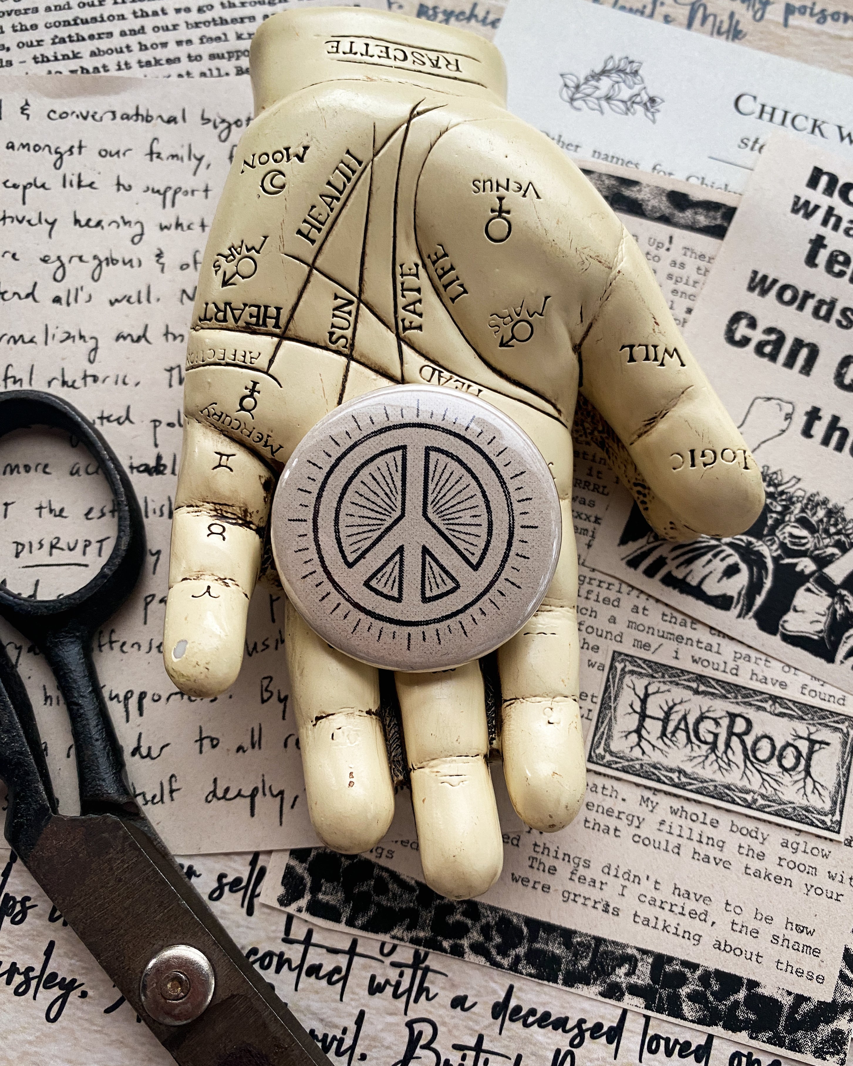 Radiate Peace - Hand Pressed Button/Pin - 1.5"