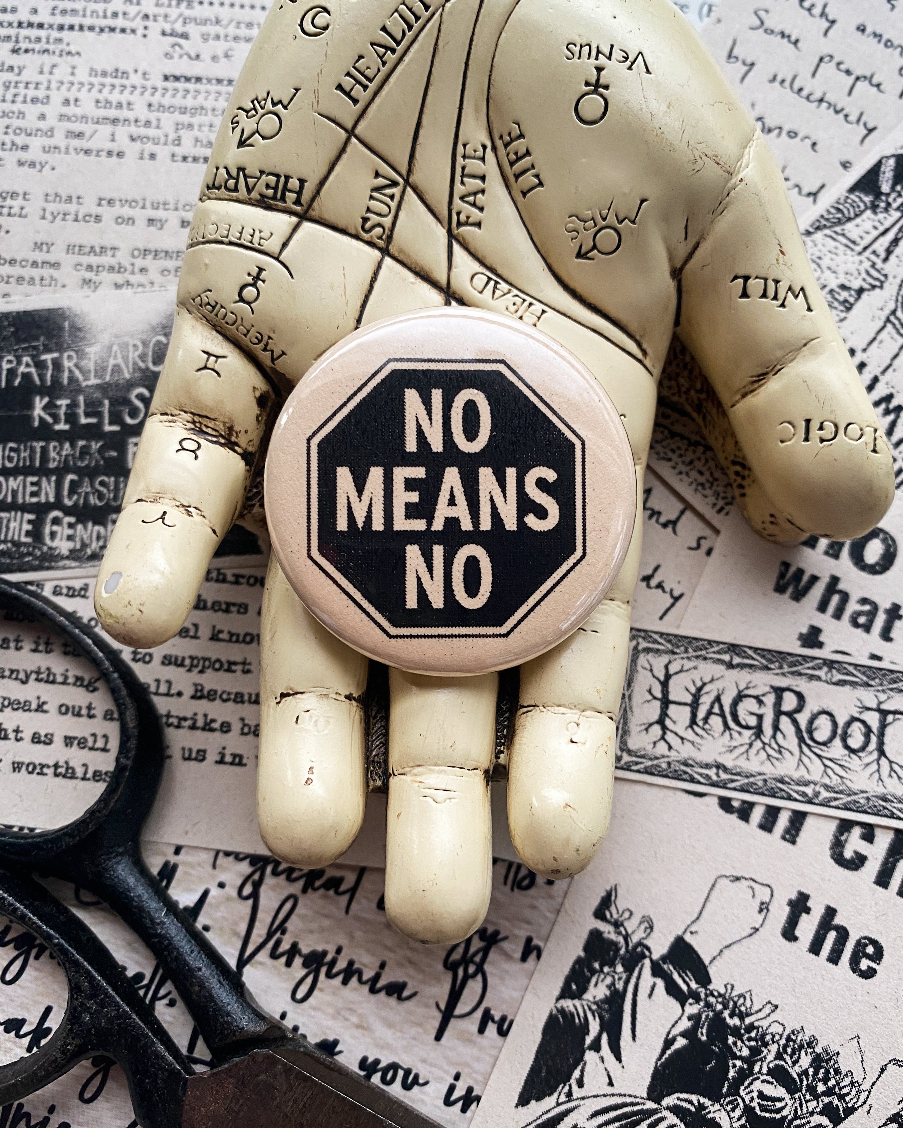 No Means No - Hand Pressed Button/Pin - 1.5"