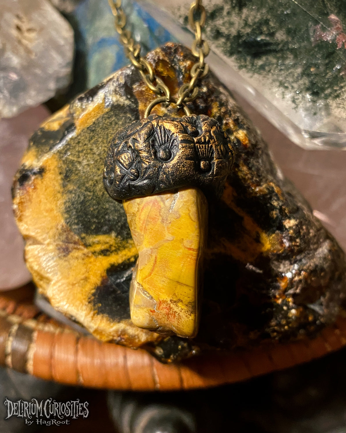Petrified Wood + Clay Necklace