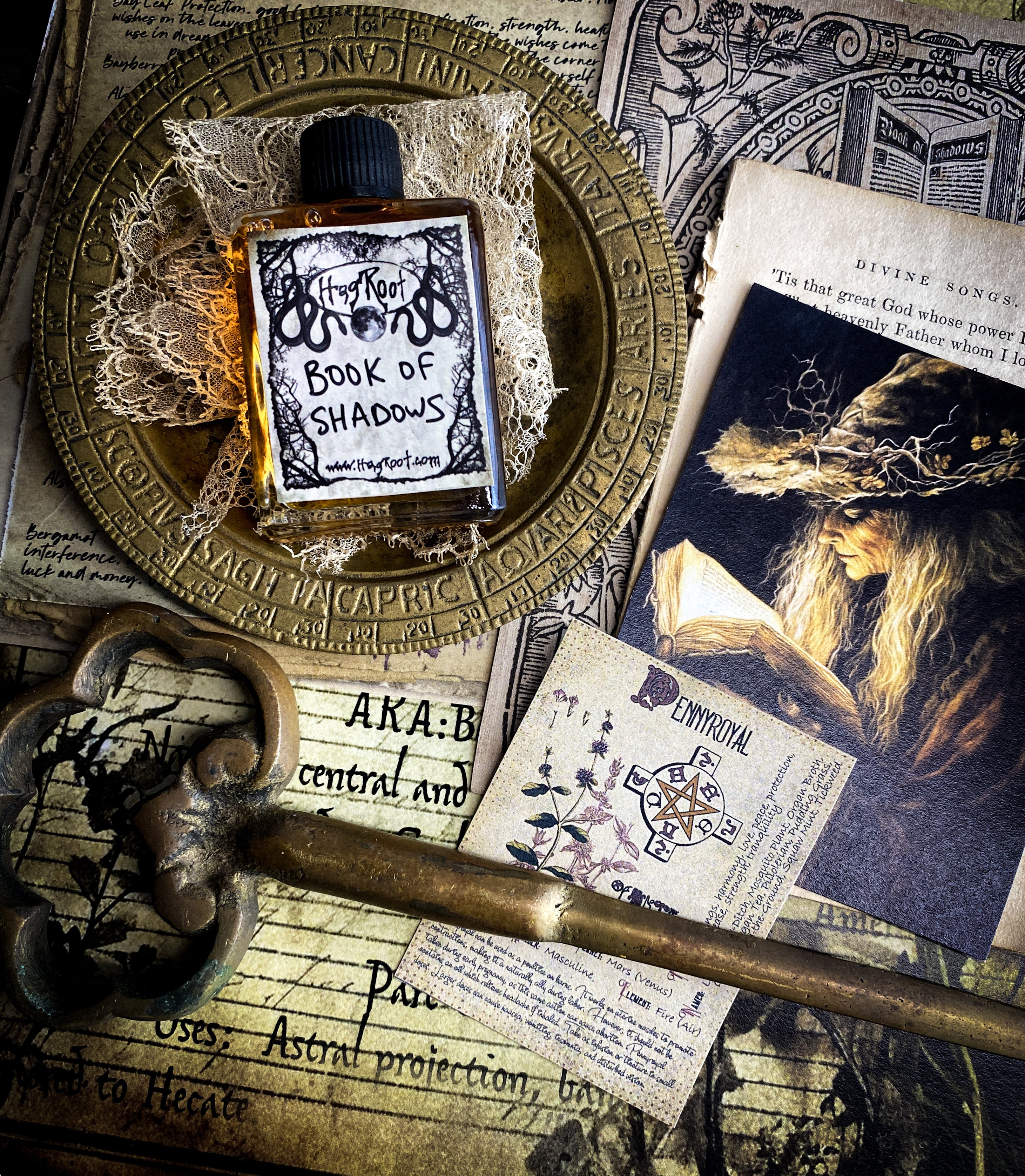 BOOK OF SHADOWS-(Aged Leather, Old Book Pages, Incense, Sweet Offerings)- Perfume, Cologne, Anointing, Ritual Oil