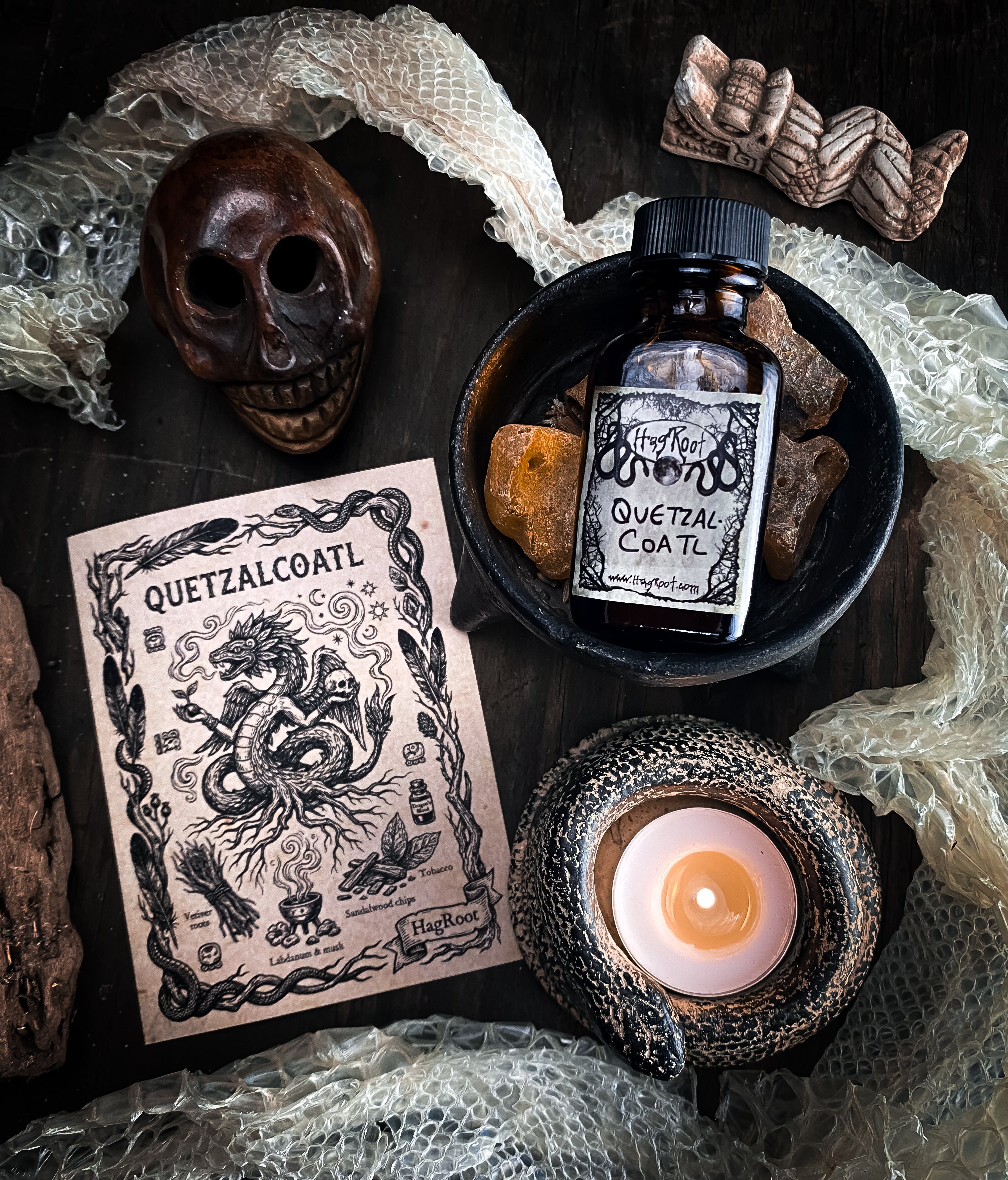 QUETZALCOATL - (Vetiver, Labdanum, Musk, Tobacco, Sandalwood, Hay, Dragon’s Blood)-Perfume, Cologne, Anointing, Ritual Oil