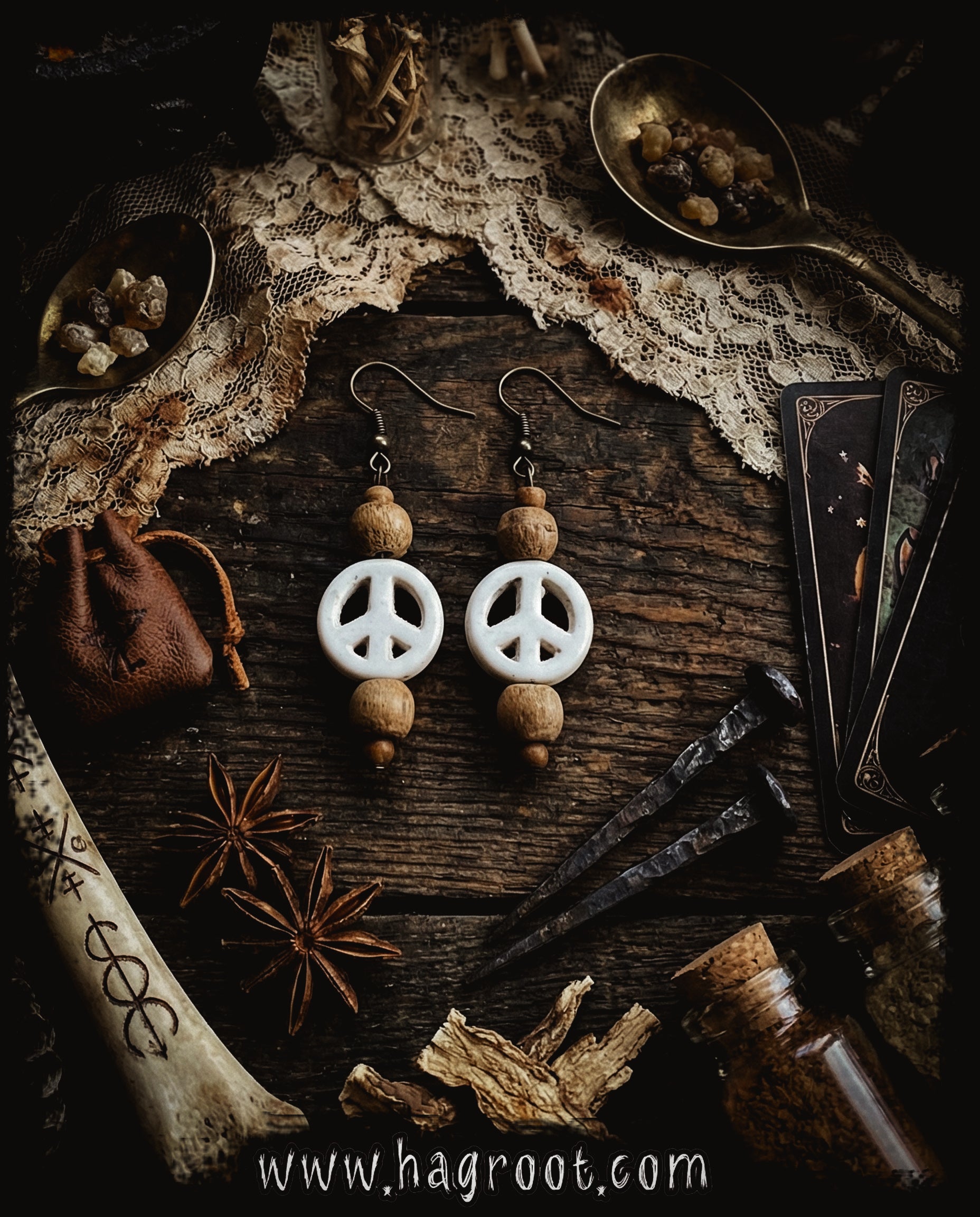 Hand Crafted Peace Sign Earrings