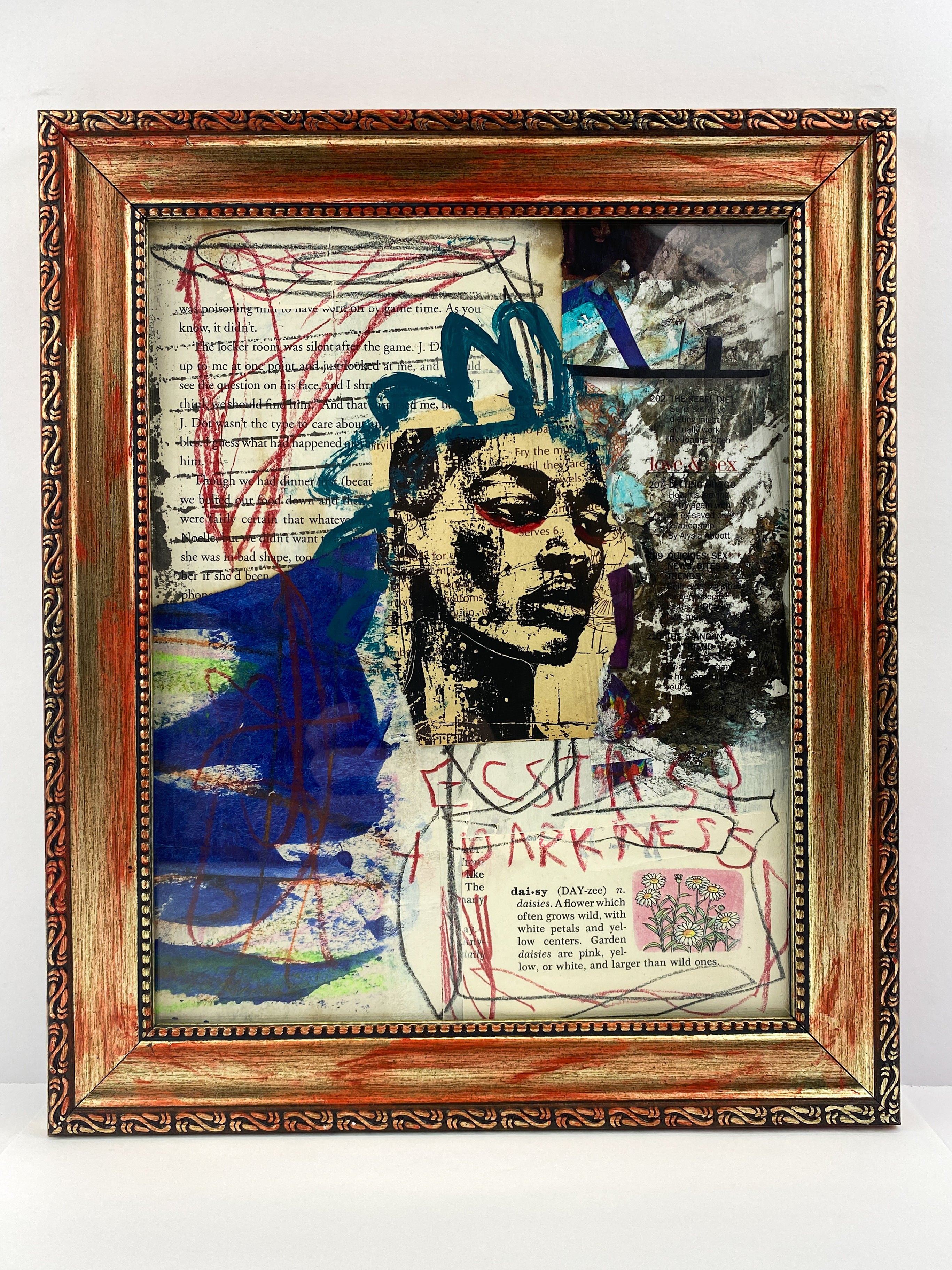 Ecstasy + Darkness - Original Mixed Media Collage In Frame