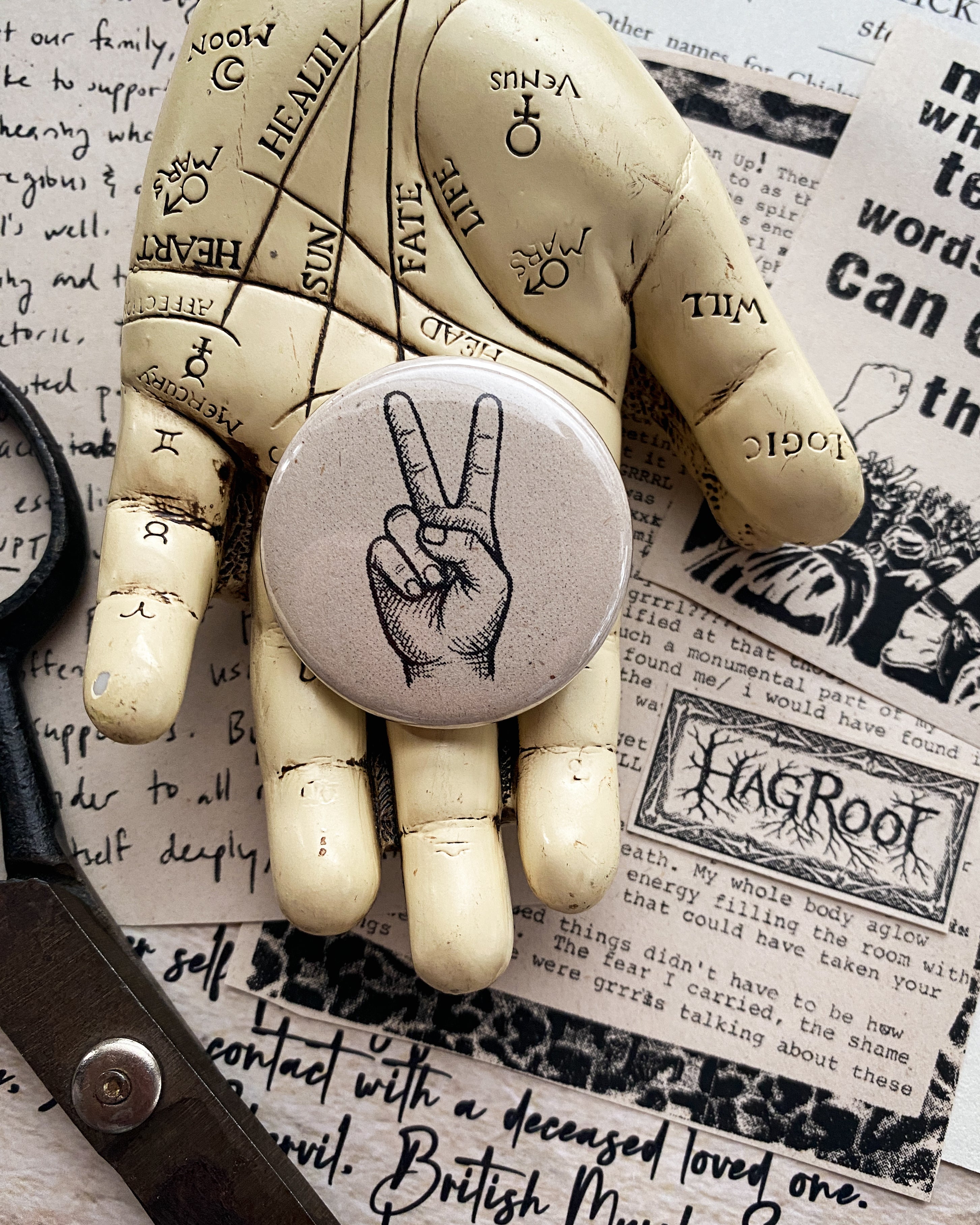 Peace Sign - Hand Pressed Button/Pin - 1.5"