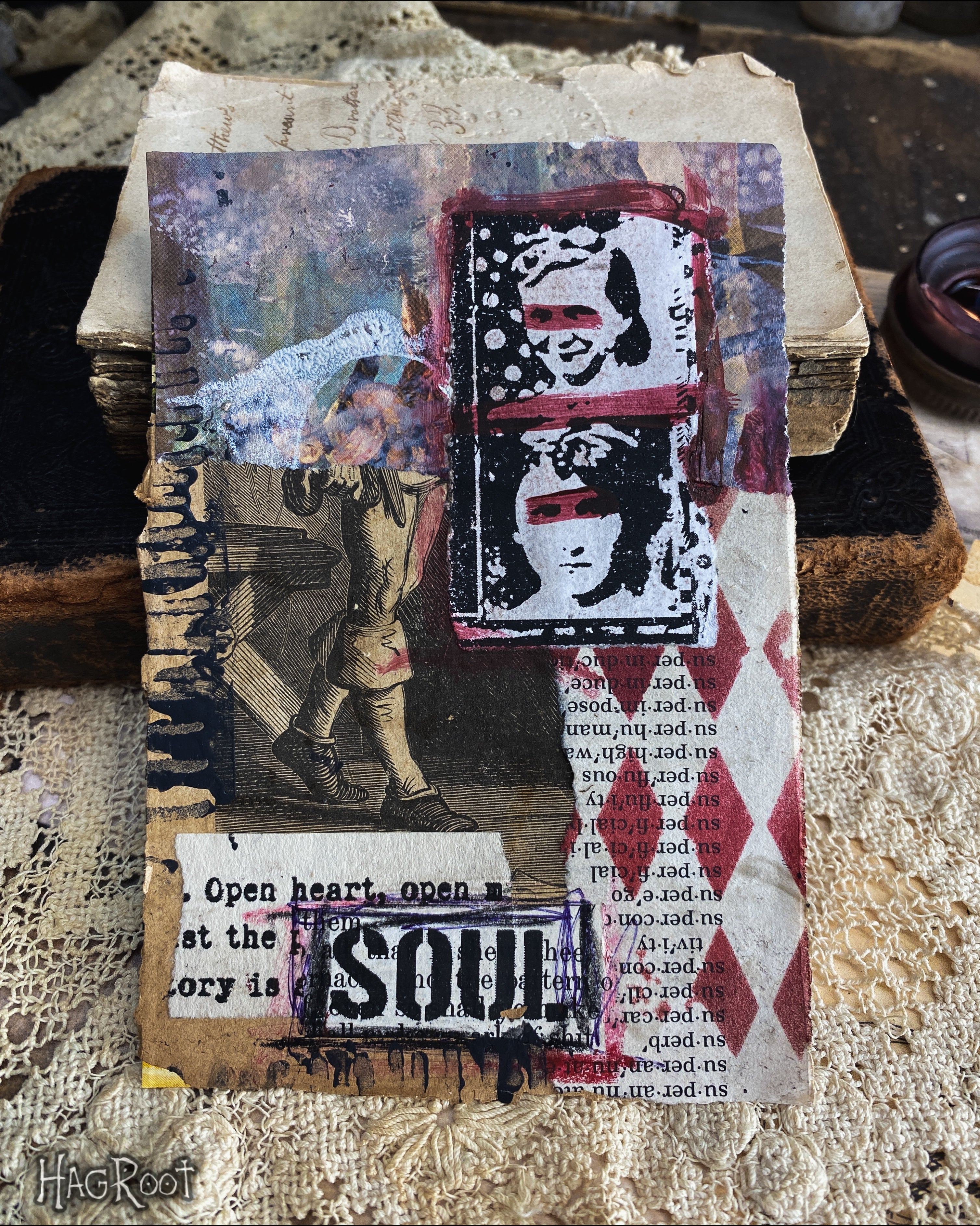 Soul - Original Mixed Media Collage - Altar Card