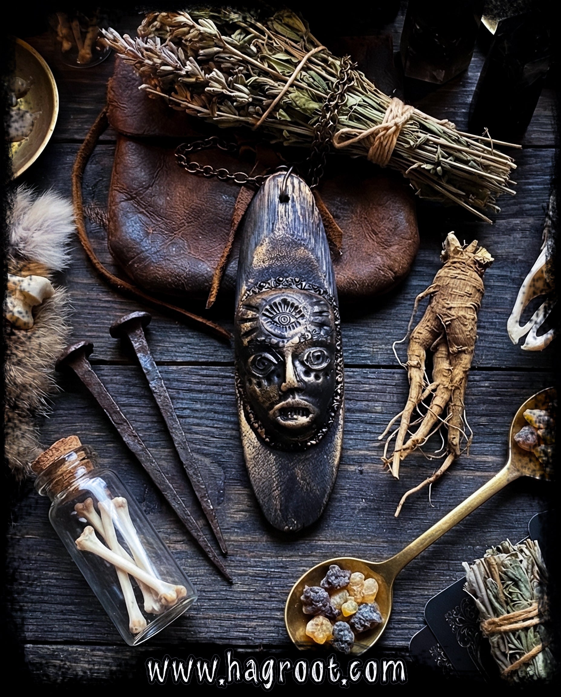 The Soul Shifter - Wood + Clay Talisman/Amulet Necklace