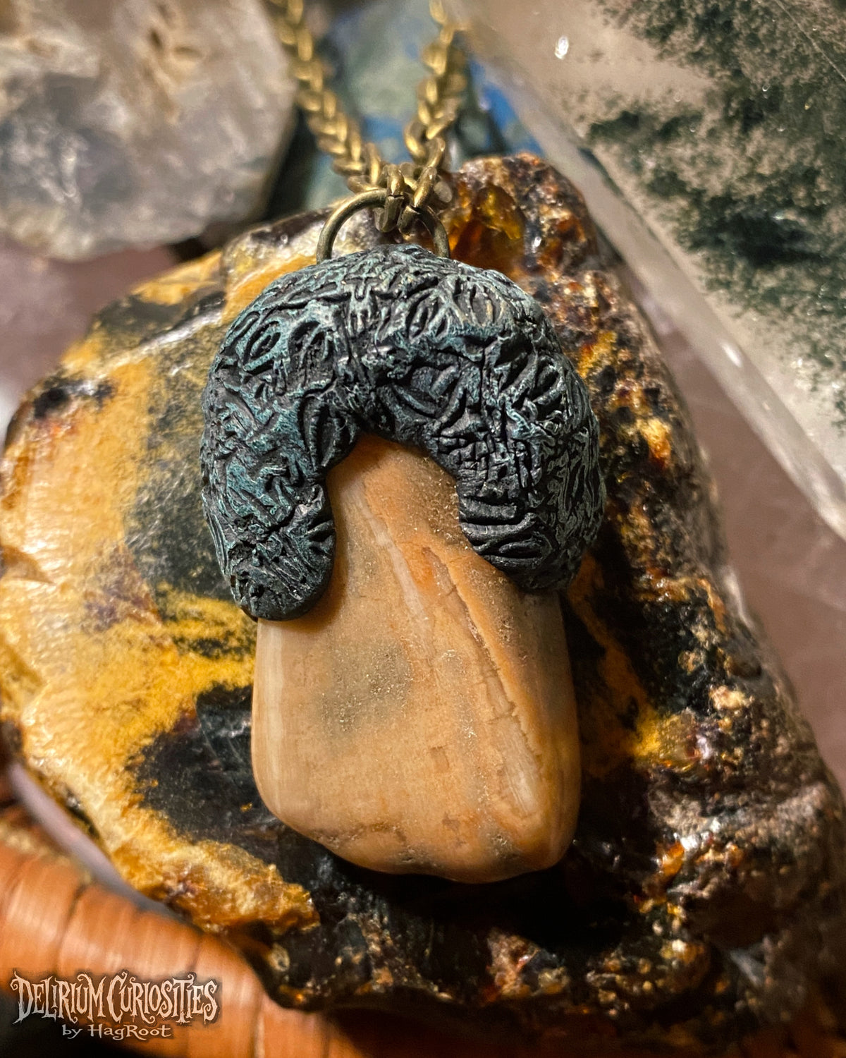Petrified Wood + Clay Necklace