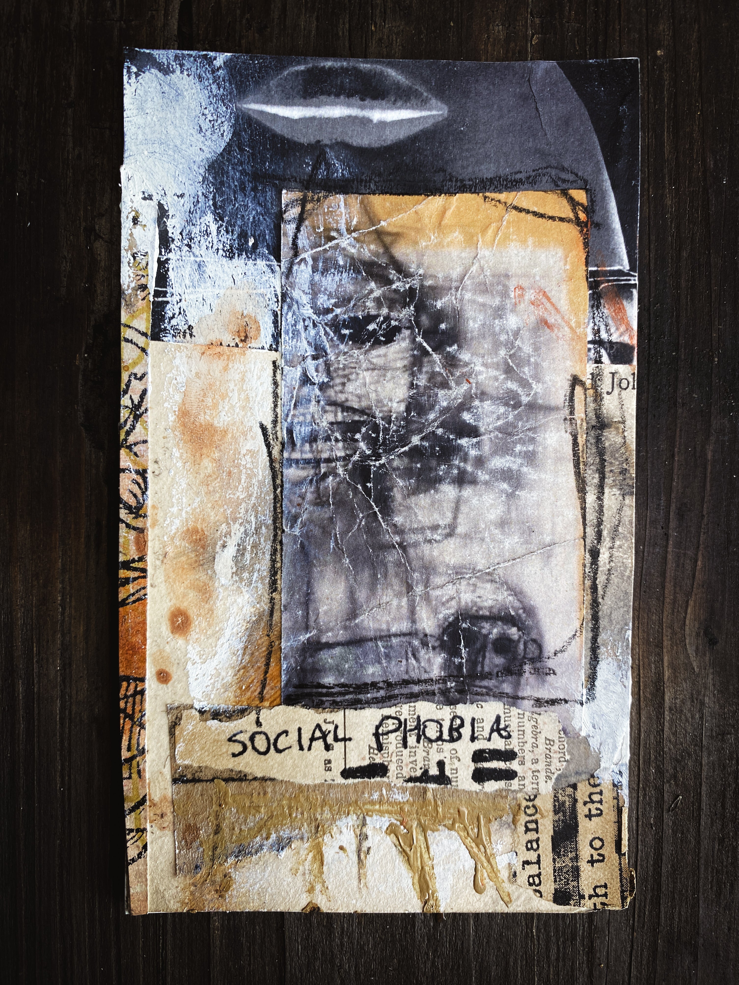 Social Phobia - Original Mixed Media Collage