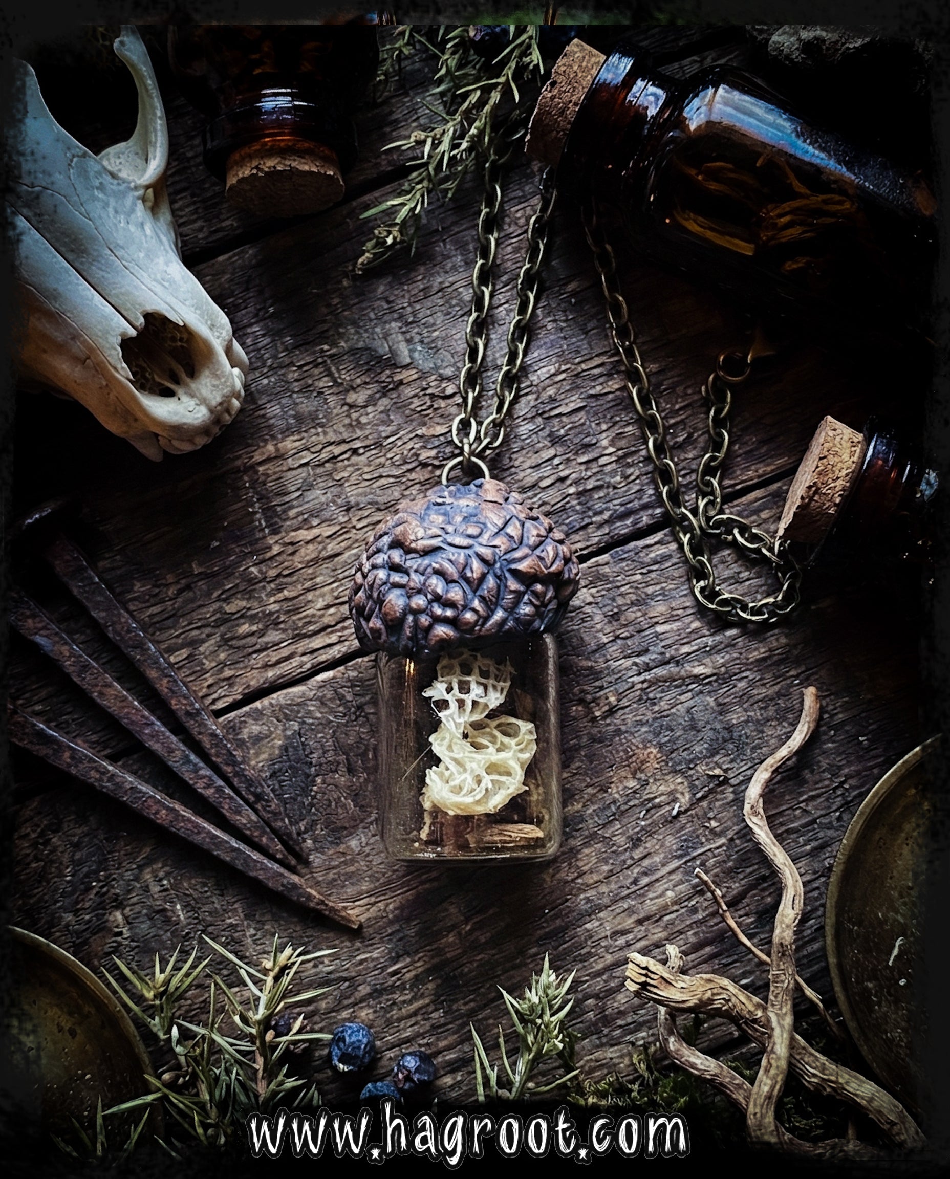 Conjure Necklace with Mandrake Root, Rose Quartz and Snake Skin for Love, Protection + Spiritual Connection