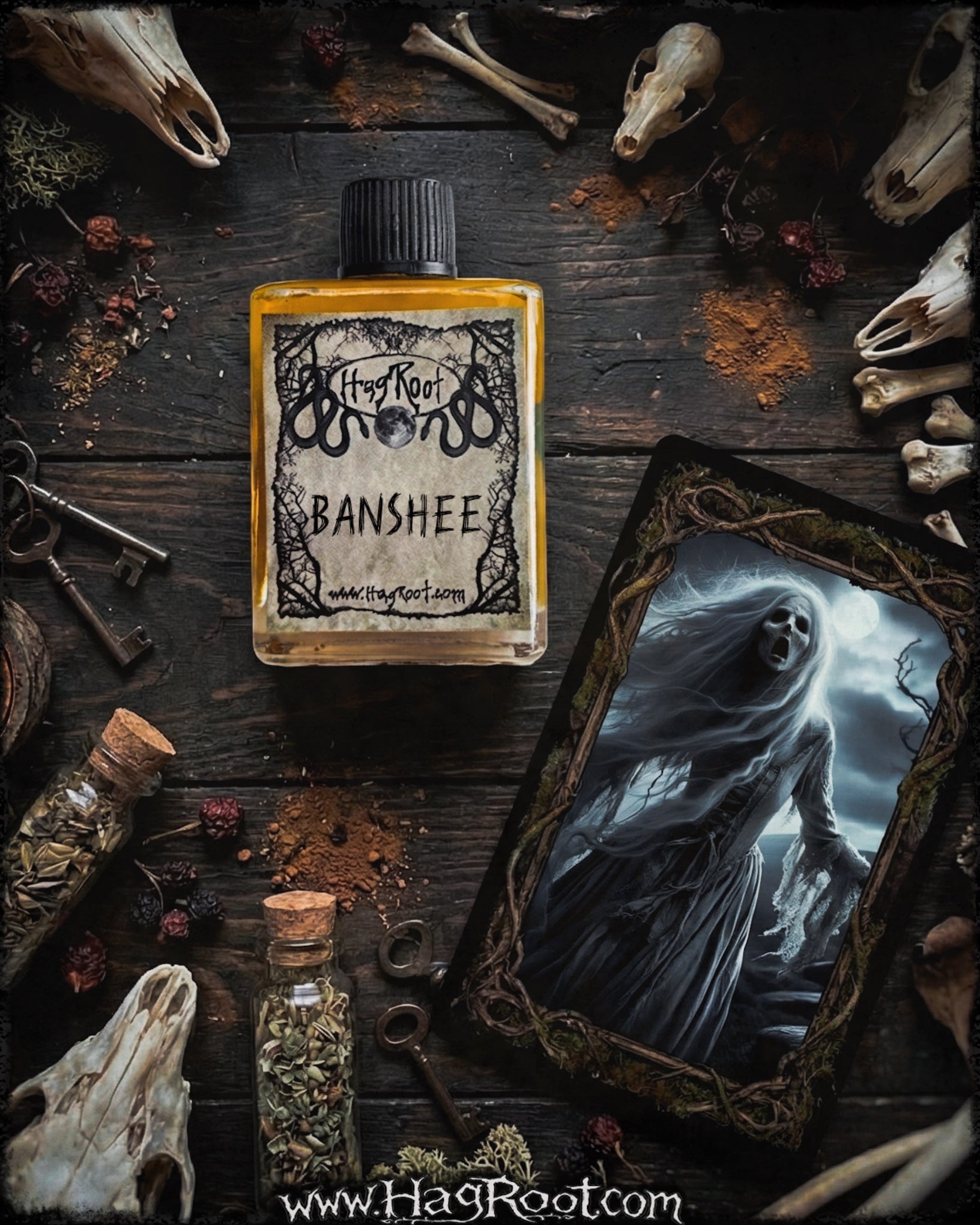 BANSHEE-(Sacred Spices, Dark Cacao, Musk, Agarwood, Amber Resin, Fig)-Perfume, Cologne, Anointing, Ritual Oil