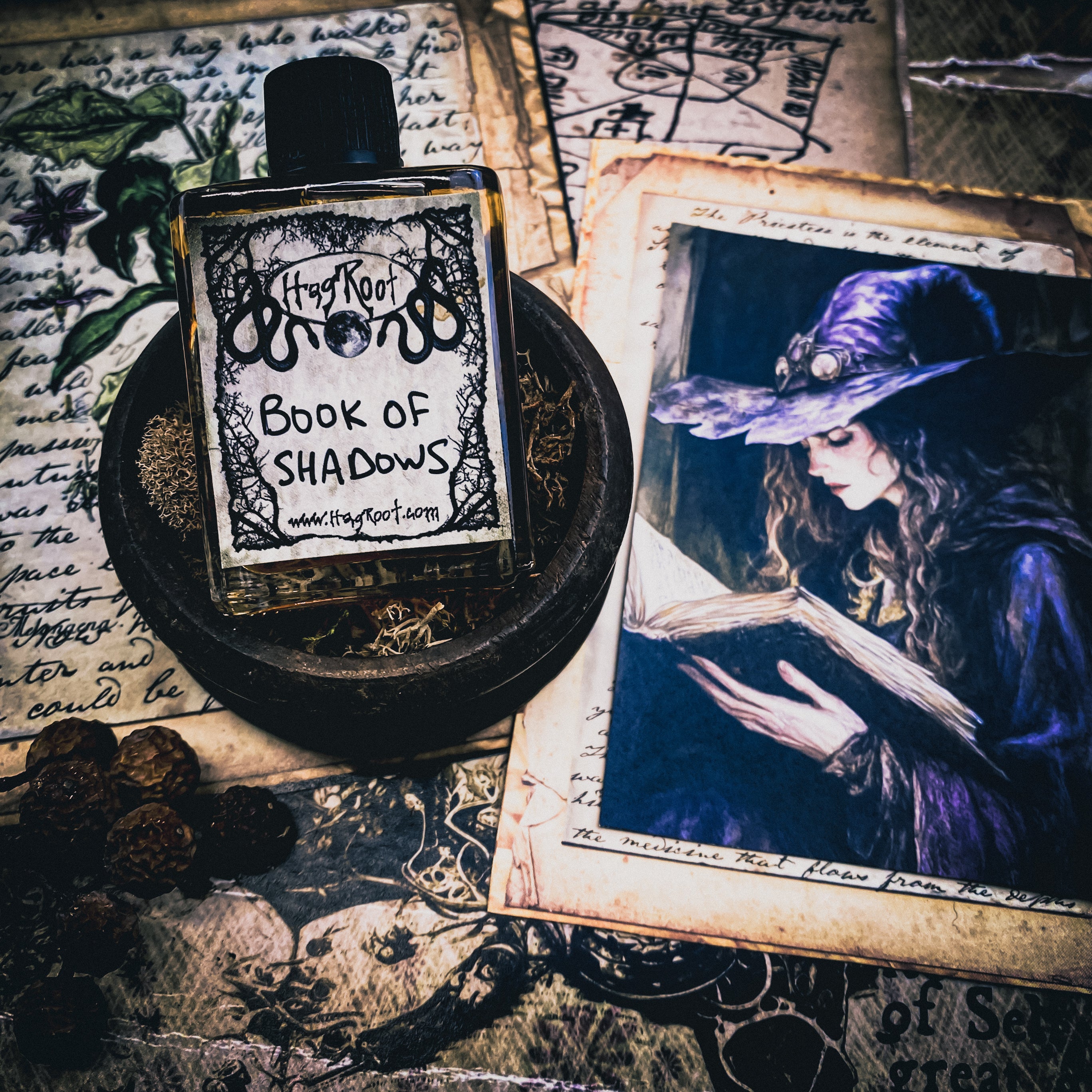 BOOK OF SHADOWS-(Aged Leather, Old Book Pages, Incense, Sweet Offerings)- Perfume, Cologne, Anointing, Ritual Oil