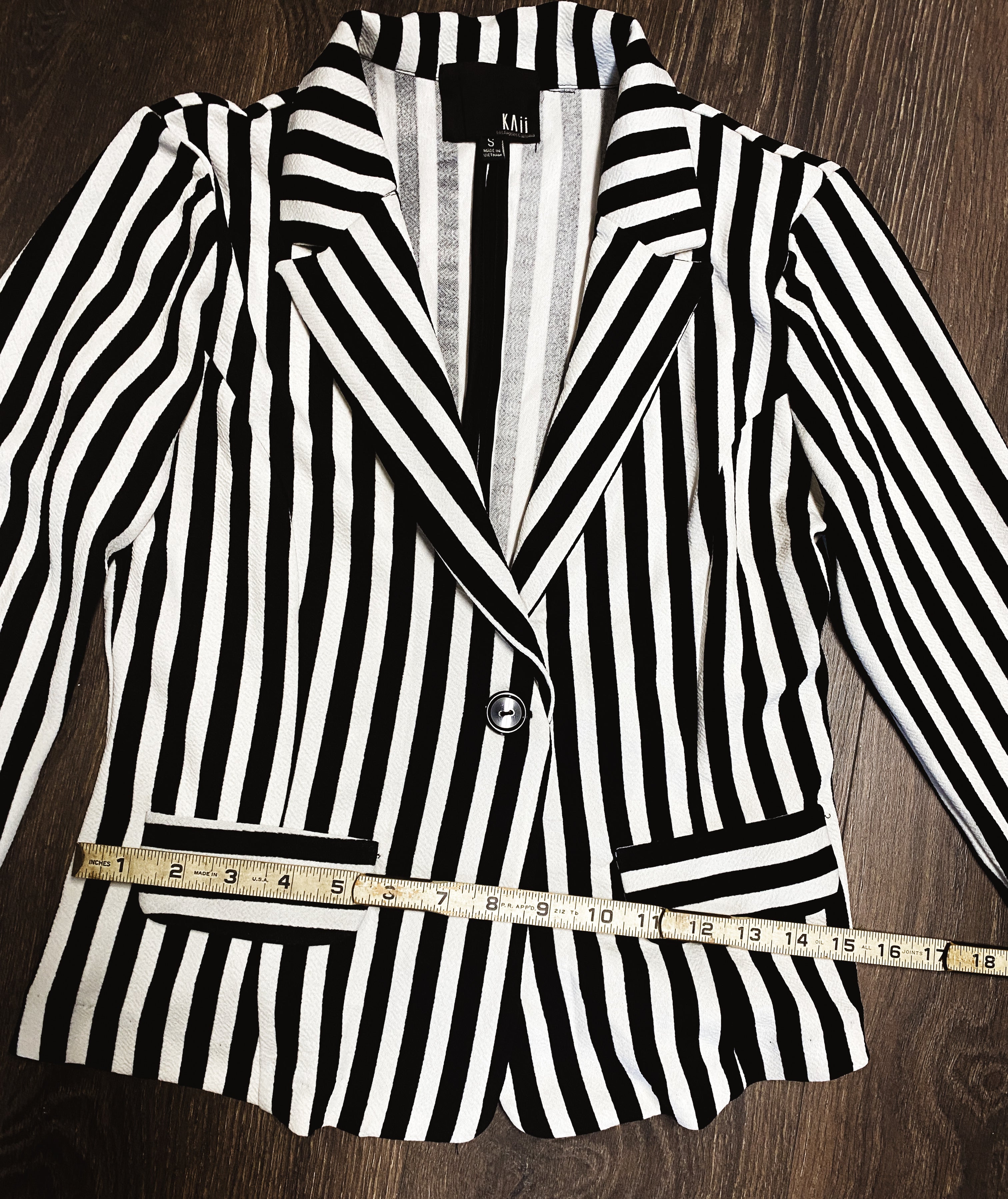 Black + White Striped Jacket - Size Small