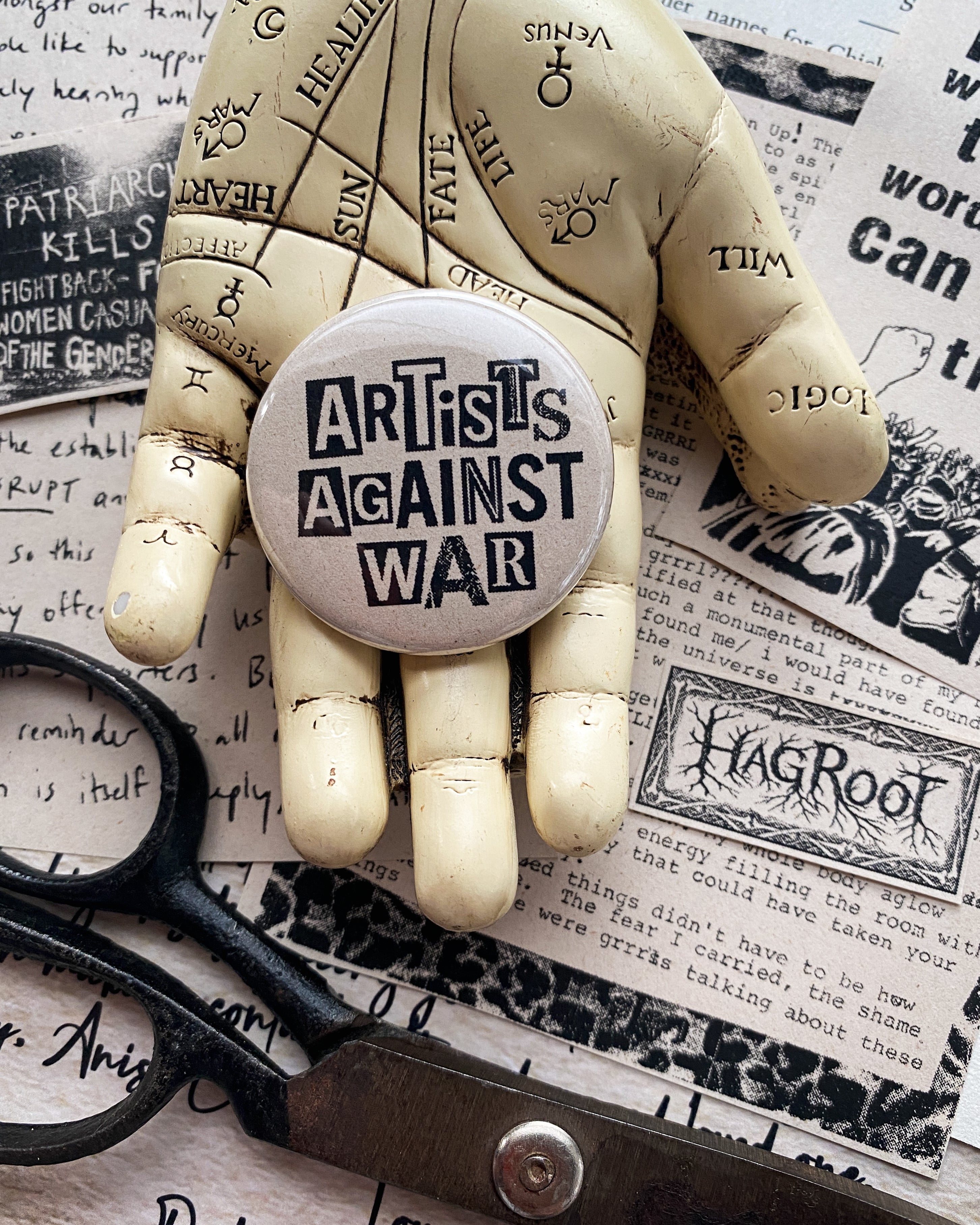 Artists Against War - Hand Pressed Button/Pin - 1.5"
