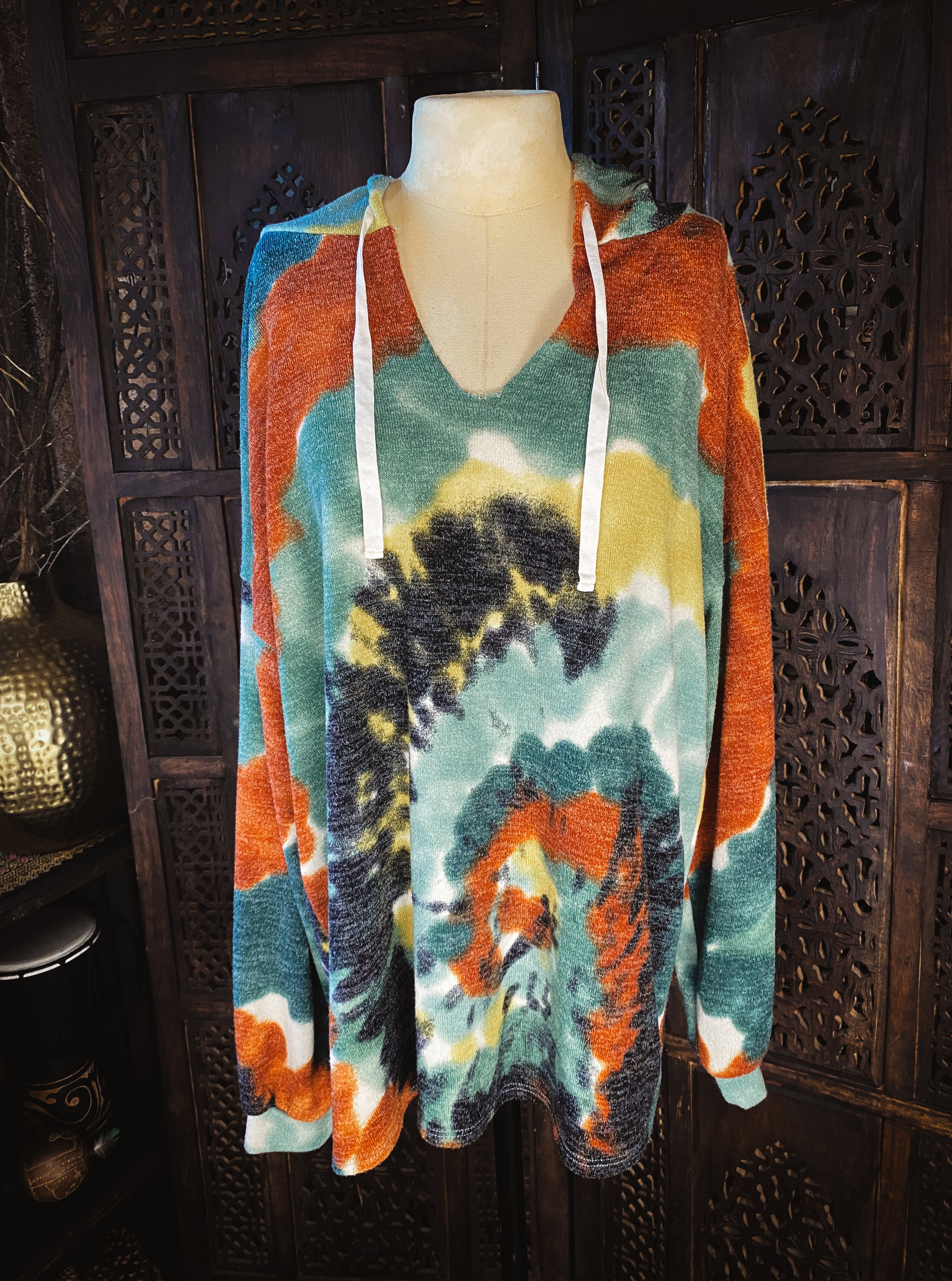 Tie Dye Style Beach Hoodie - Size Large