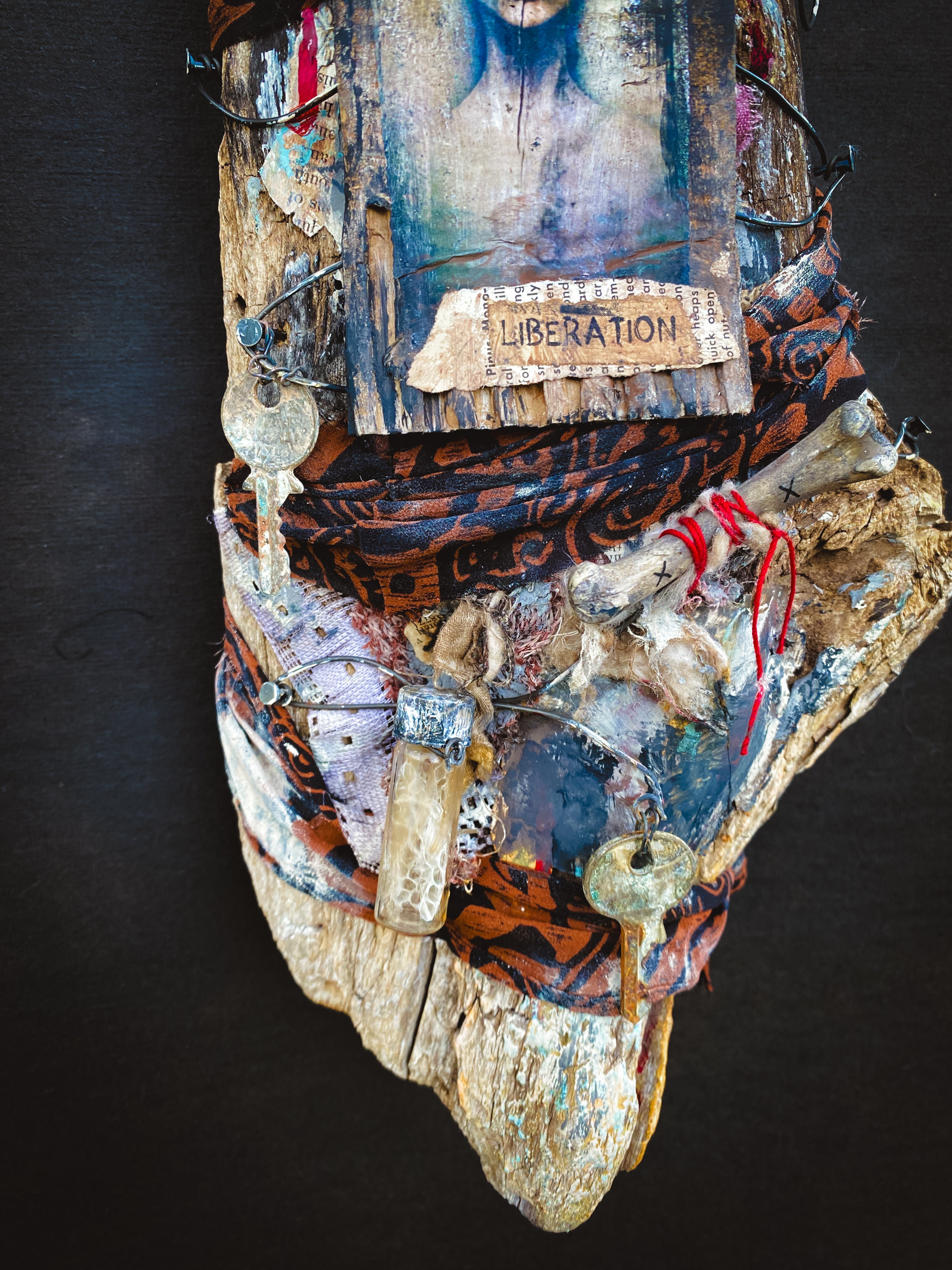 THE KEYS TO HER LIBERATION - Assemblage Wall Hanging