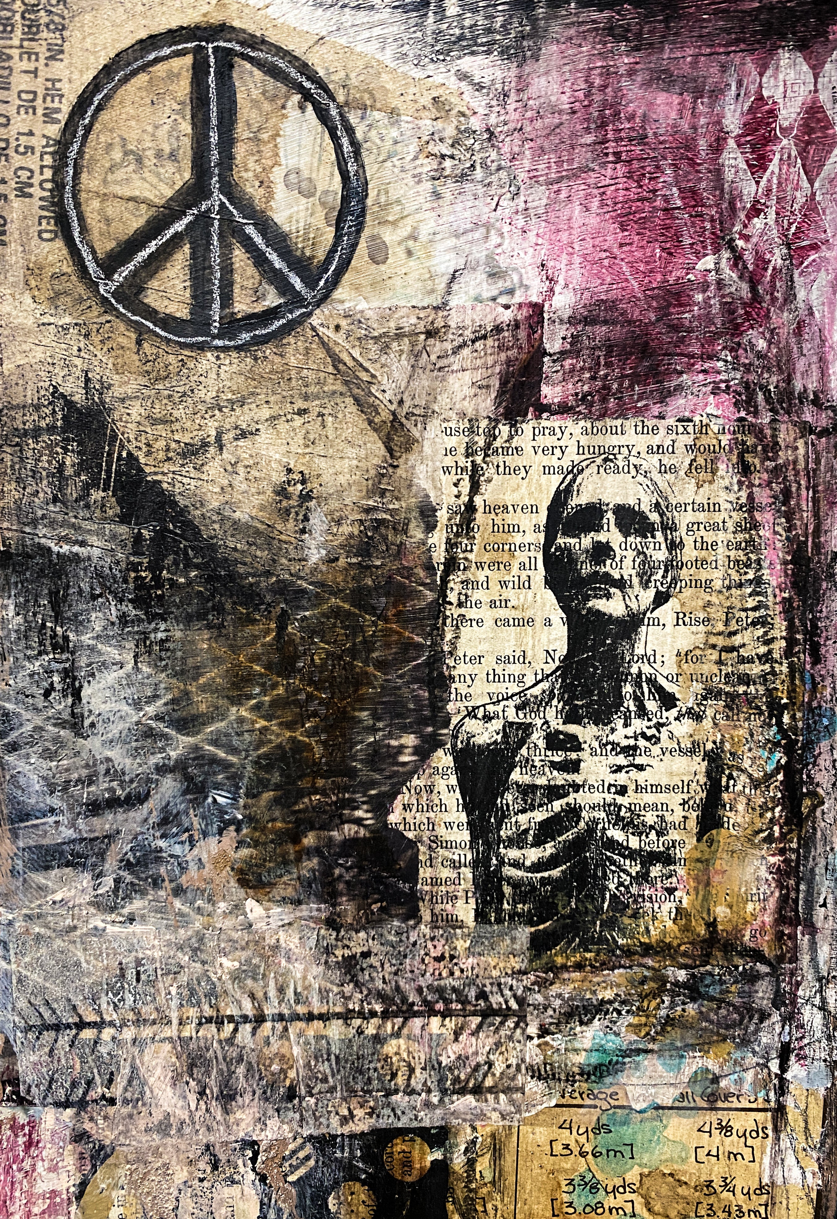 Facade of Happiness - Original Framed Mixed Media Collage