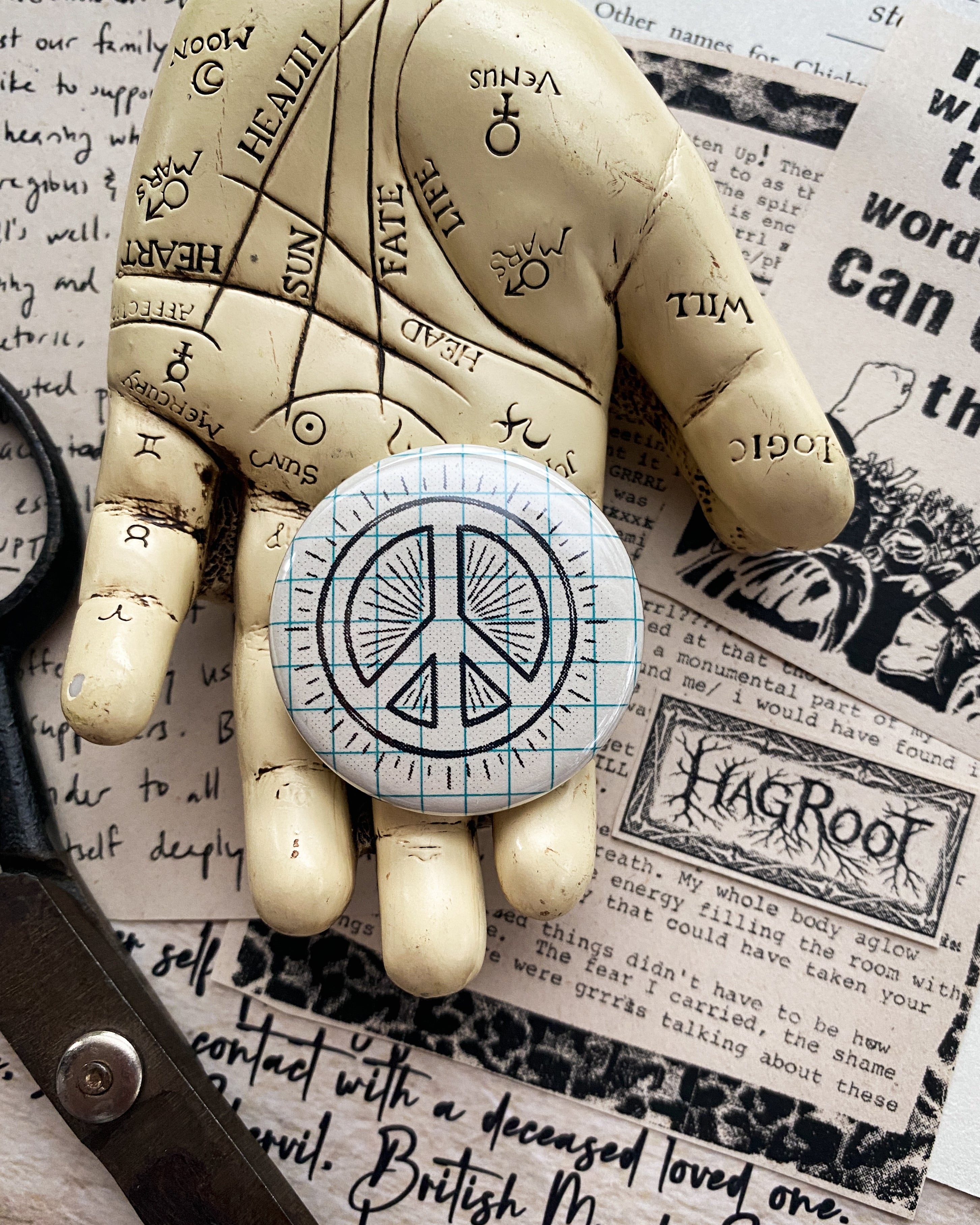 Radiate Peace - Hand Pressed Button/Pin - 1.5"