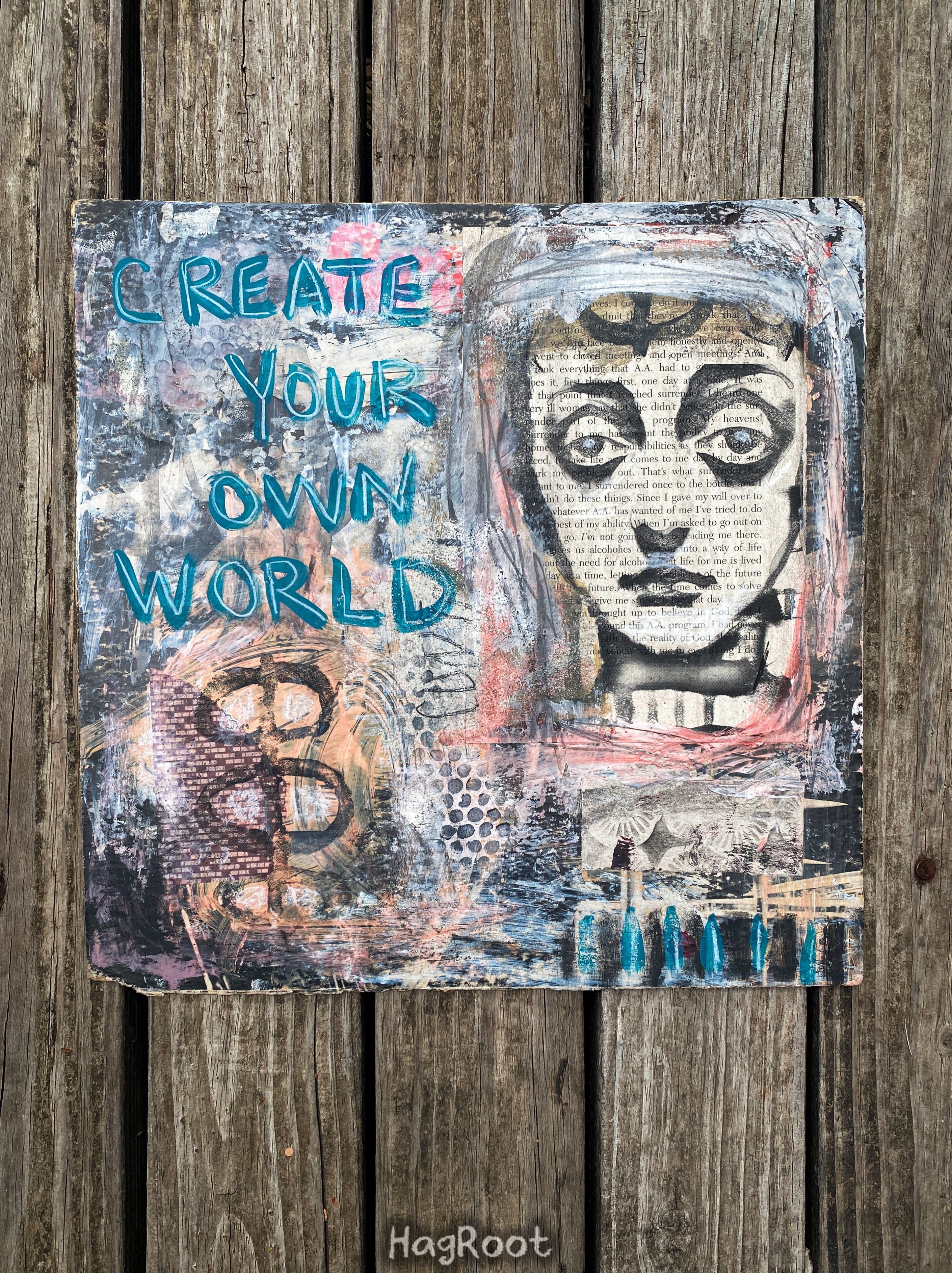 Create Your Own World - Original Mixed Media Collage