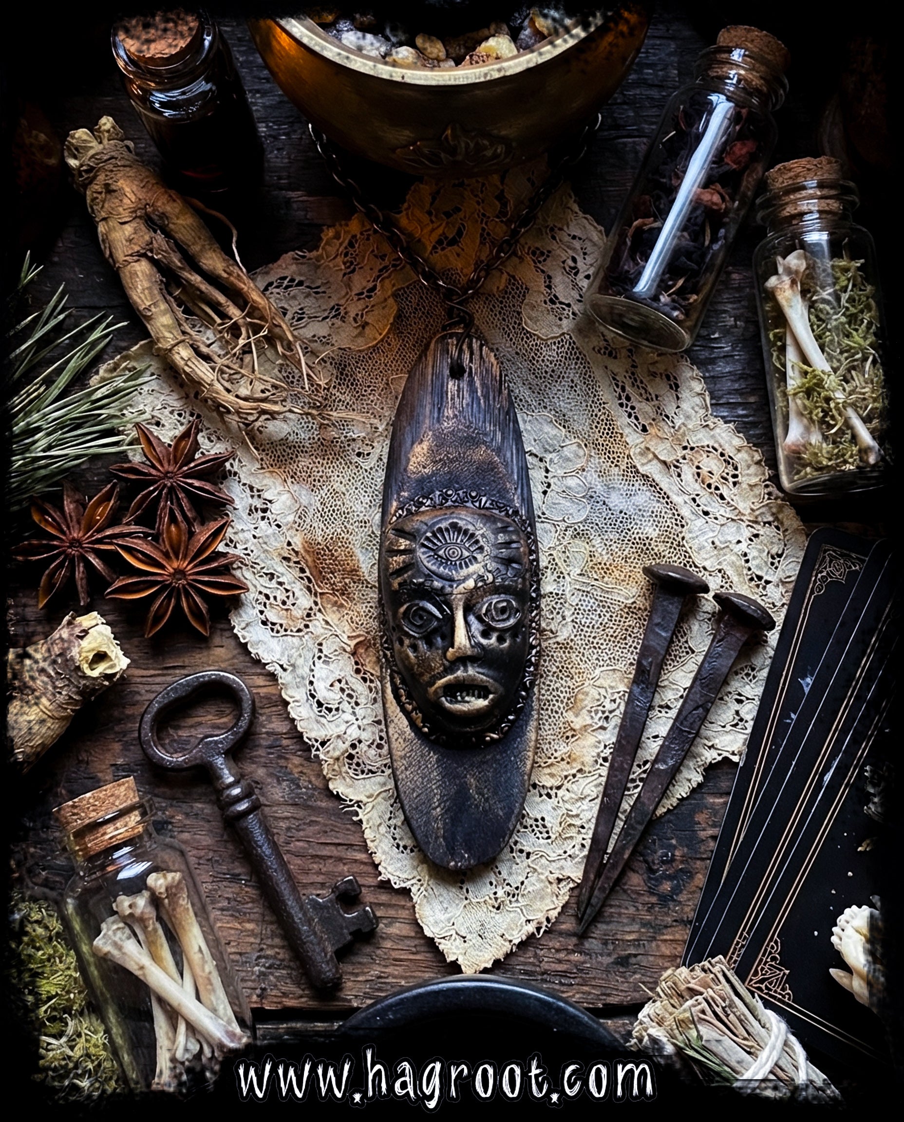 The Soul Shifter - Wood + Clay Talisman/Amulet Necklace