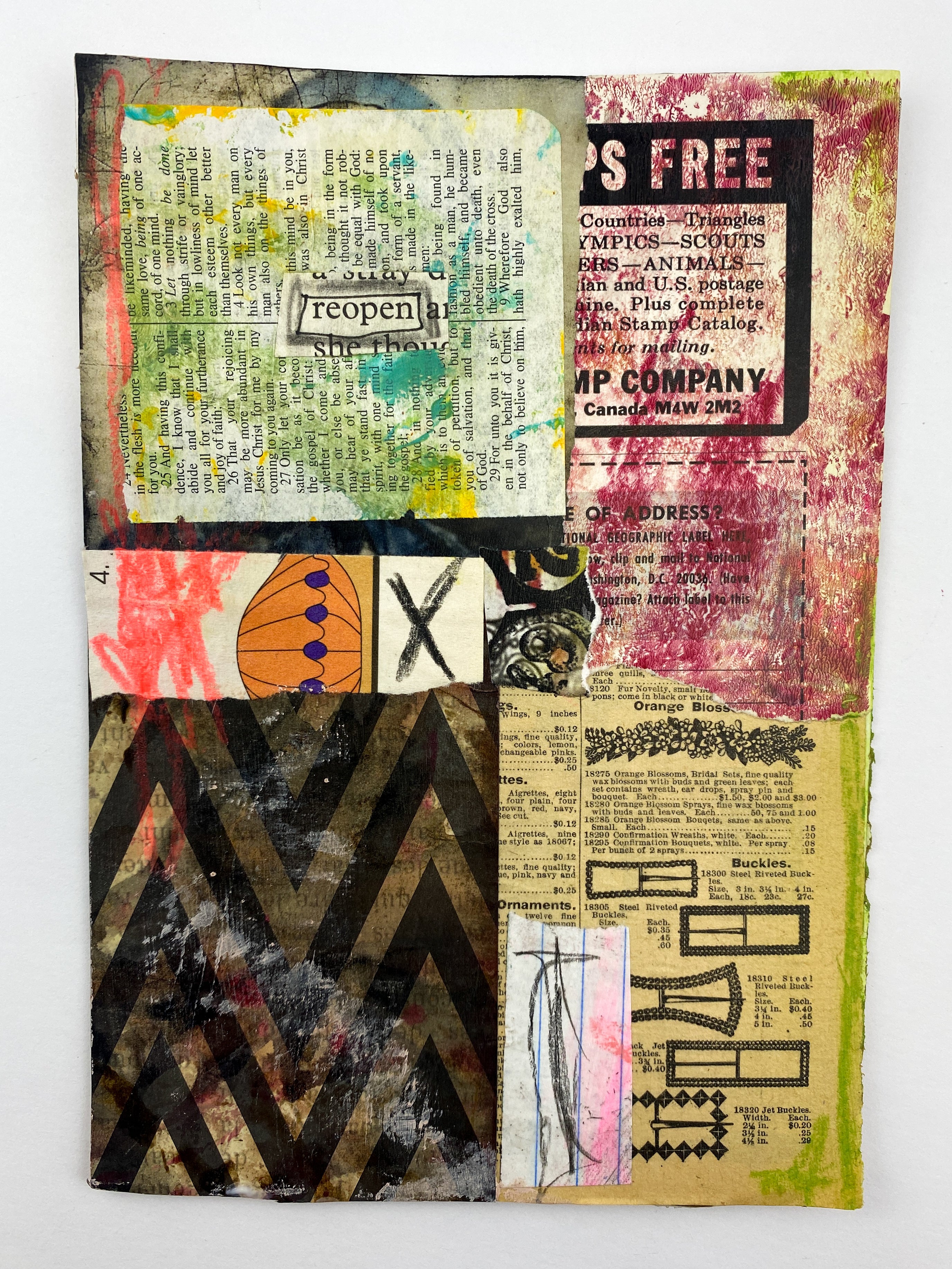 Reopen - Original Mixed Media Collage