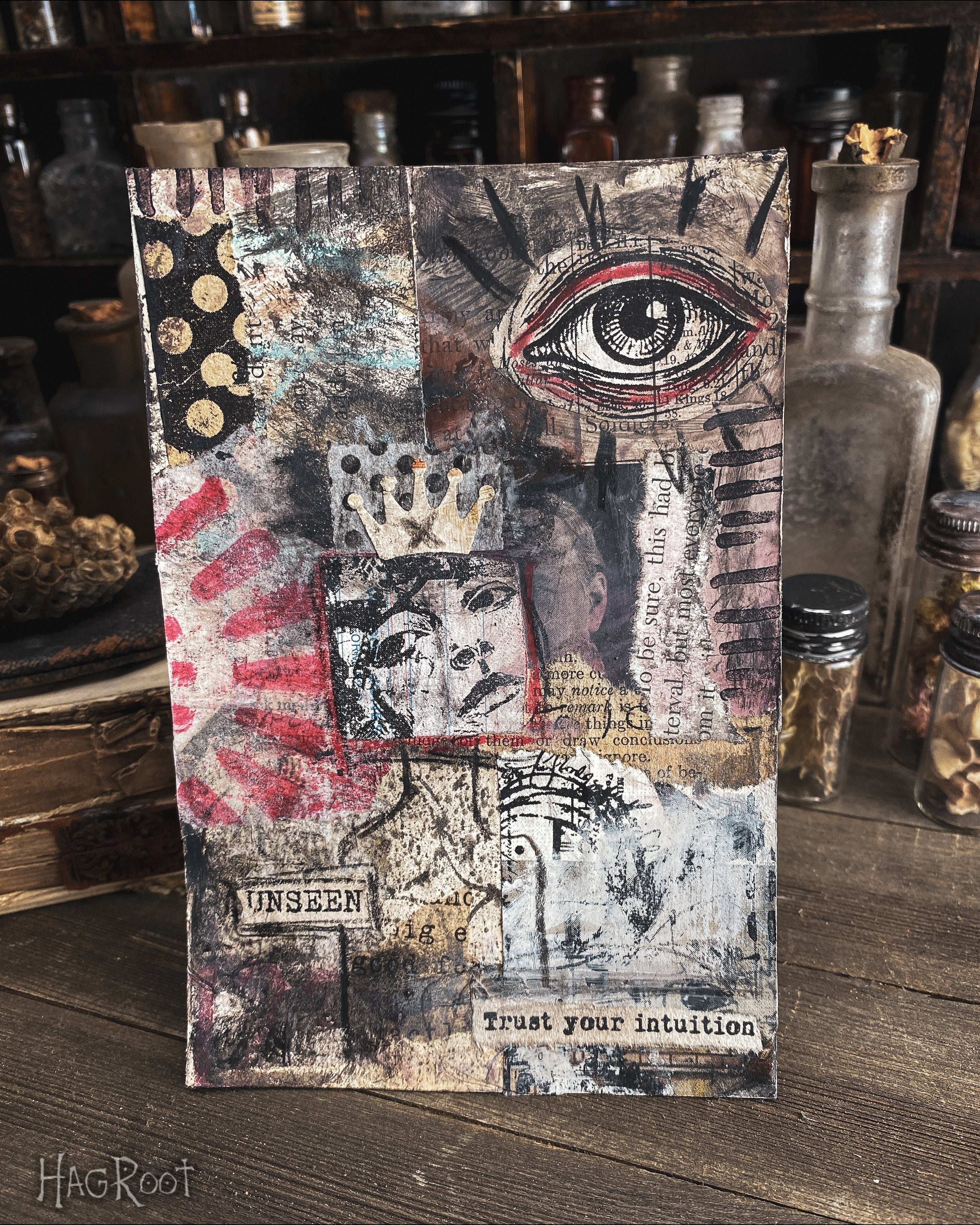 Unseen - Original Mixed Media Collage - Altar Card