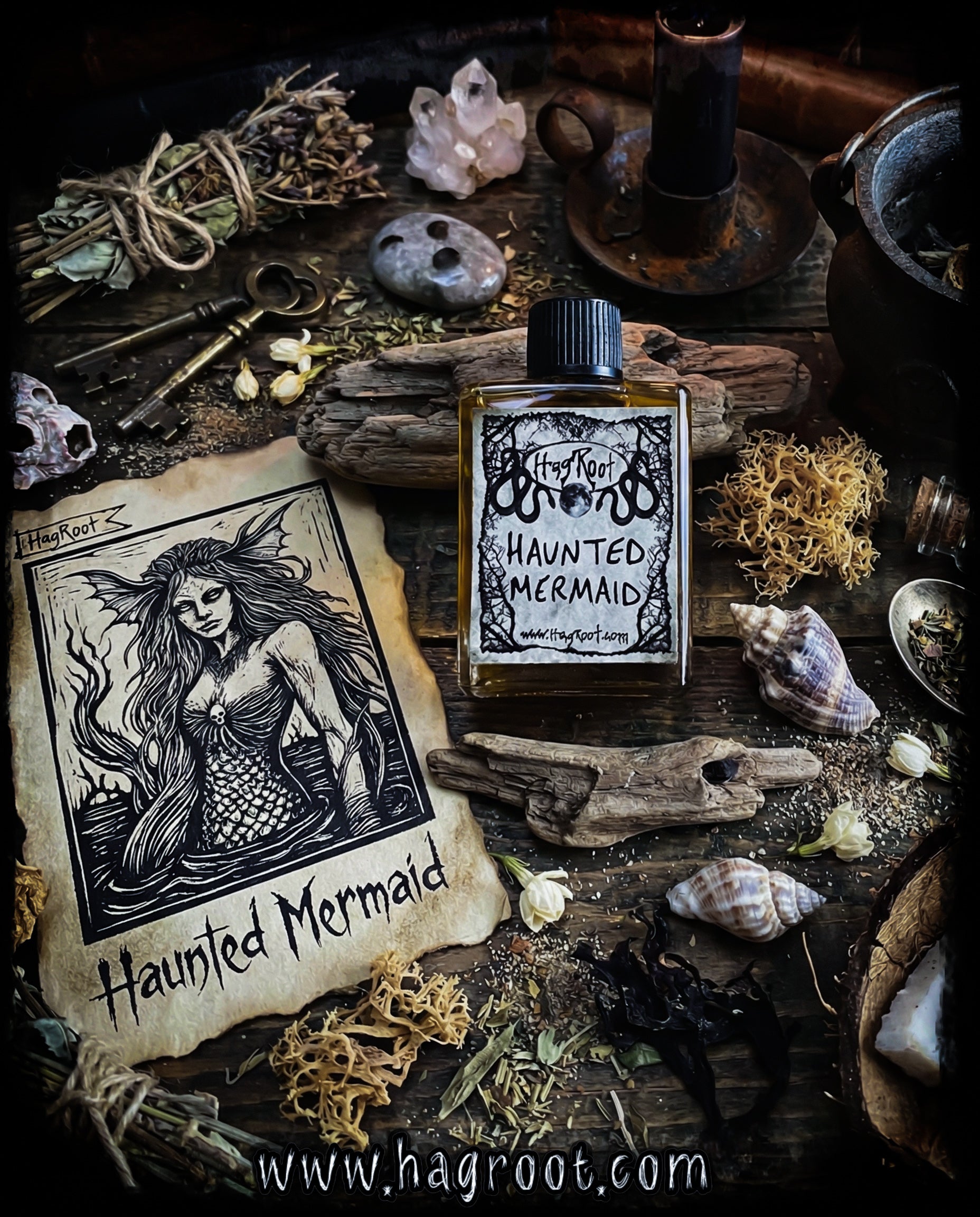 HAUNTED MERMAID-(Sea Moss, Driftwood, Sandalwood, Coconut, Jasmine)-Perfume, Cologne, Anointing, Ritual Oil