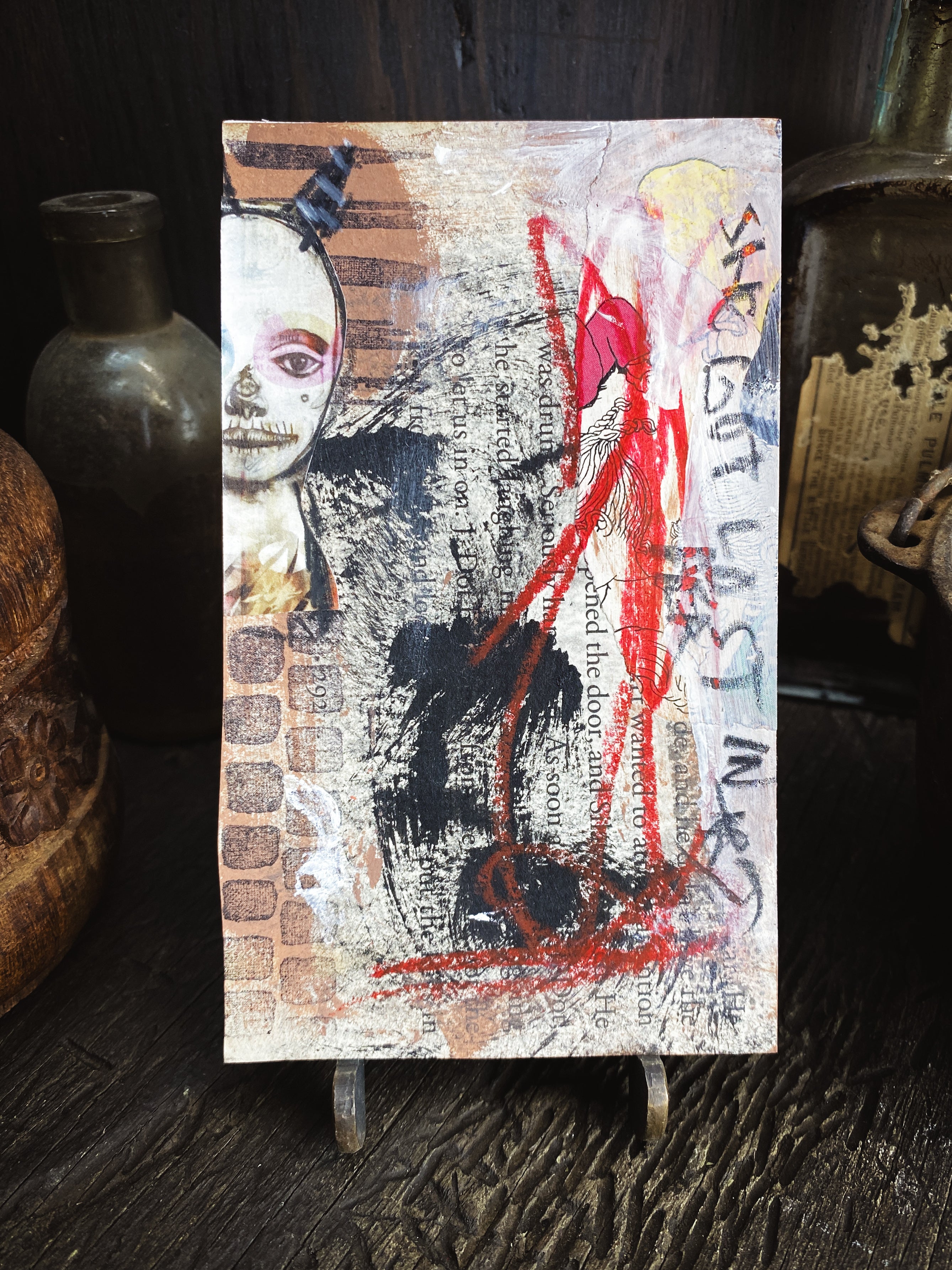 Lost In Her Art - Original Mixed Media Collage