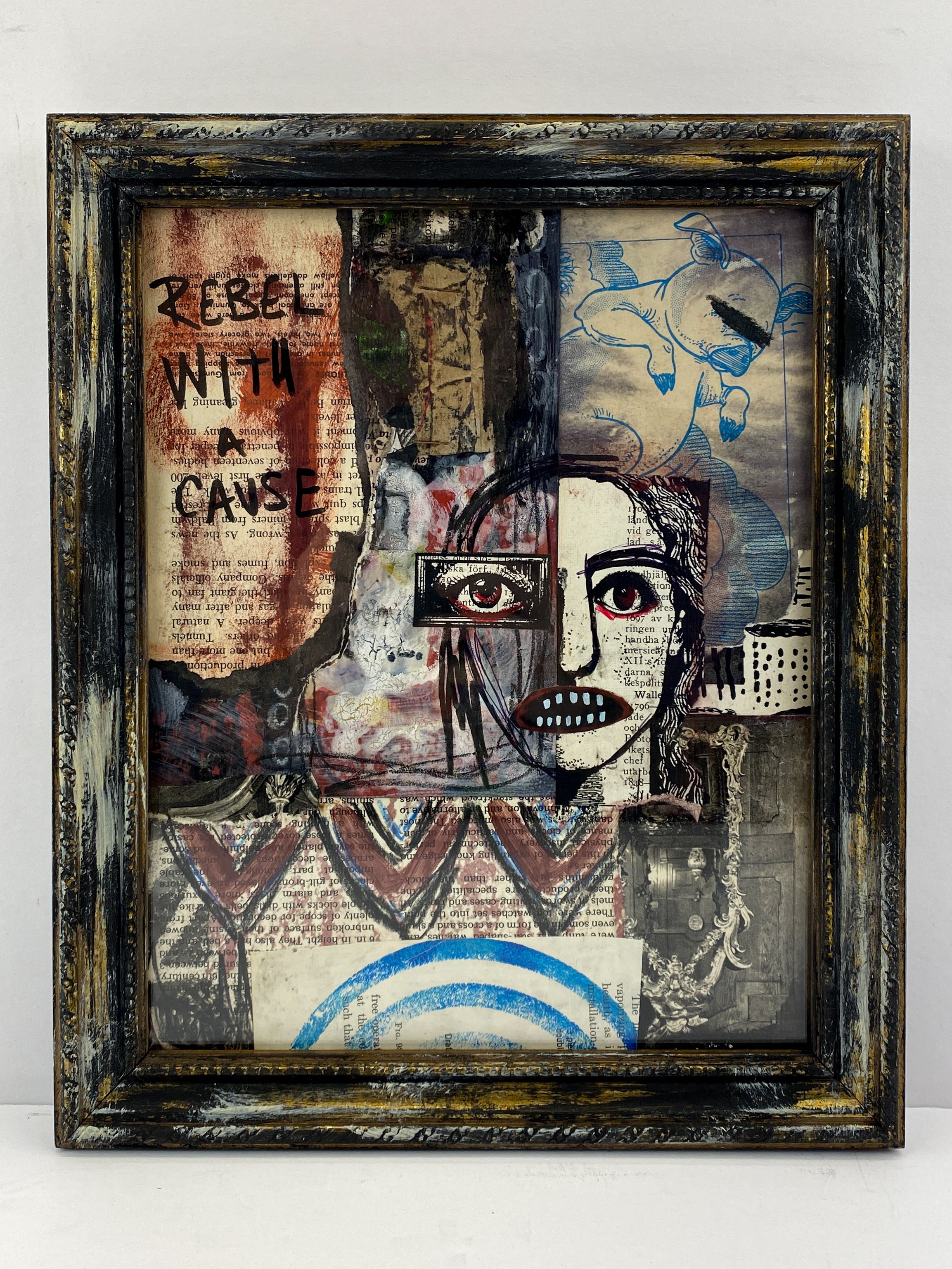 Rebel With A Cause - Original Mixed Media Collage In Frame