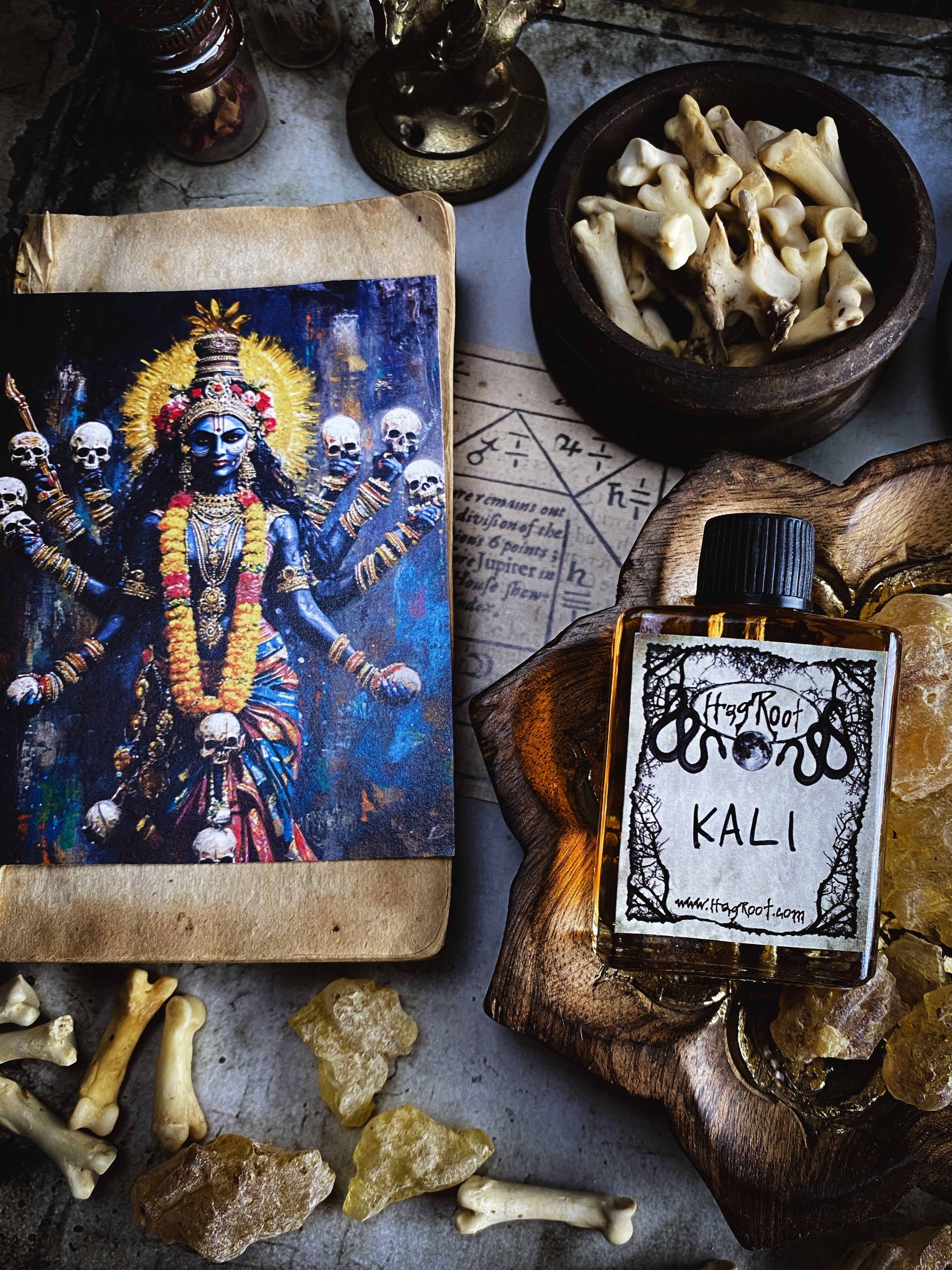 KALI-(Cedar, Leather, Cinnamon, Myrrh, Clove, Saffron, Blood Orange, Dark Musk)-Perfume, Cologne, Anointing, Ritual Oil