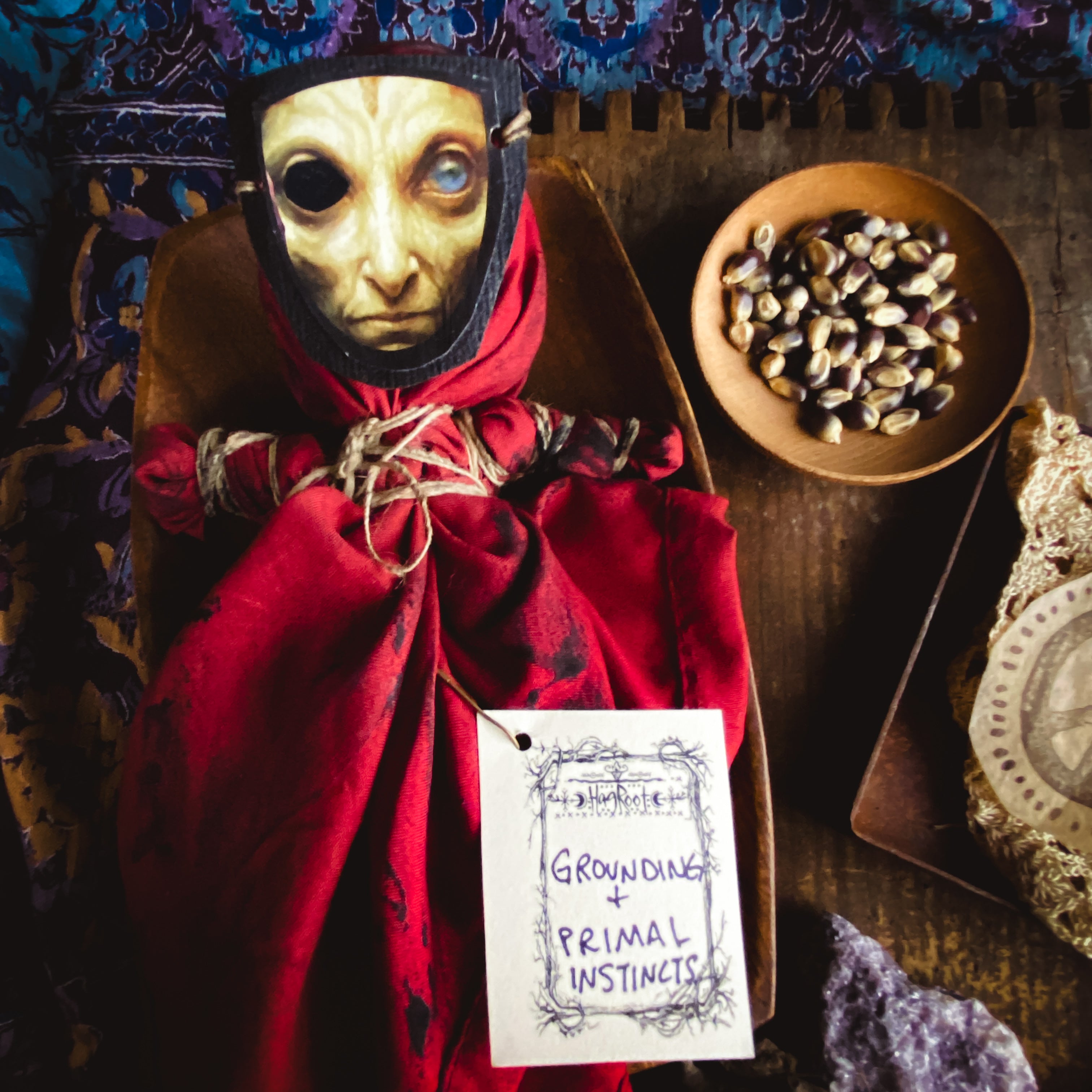 INTENTION DOLL FOR GROUNDING + PRIMAL INSTINCTS Containing Herbs, Roots, Stones, Snake Skin, Shells - Poppet, Conjure Doll, Medicine Doll, Spirit Doll