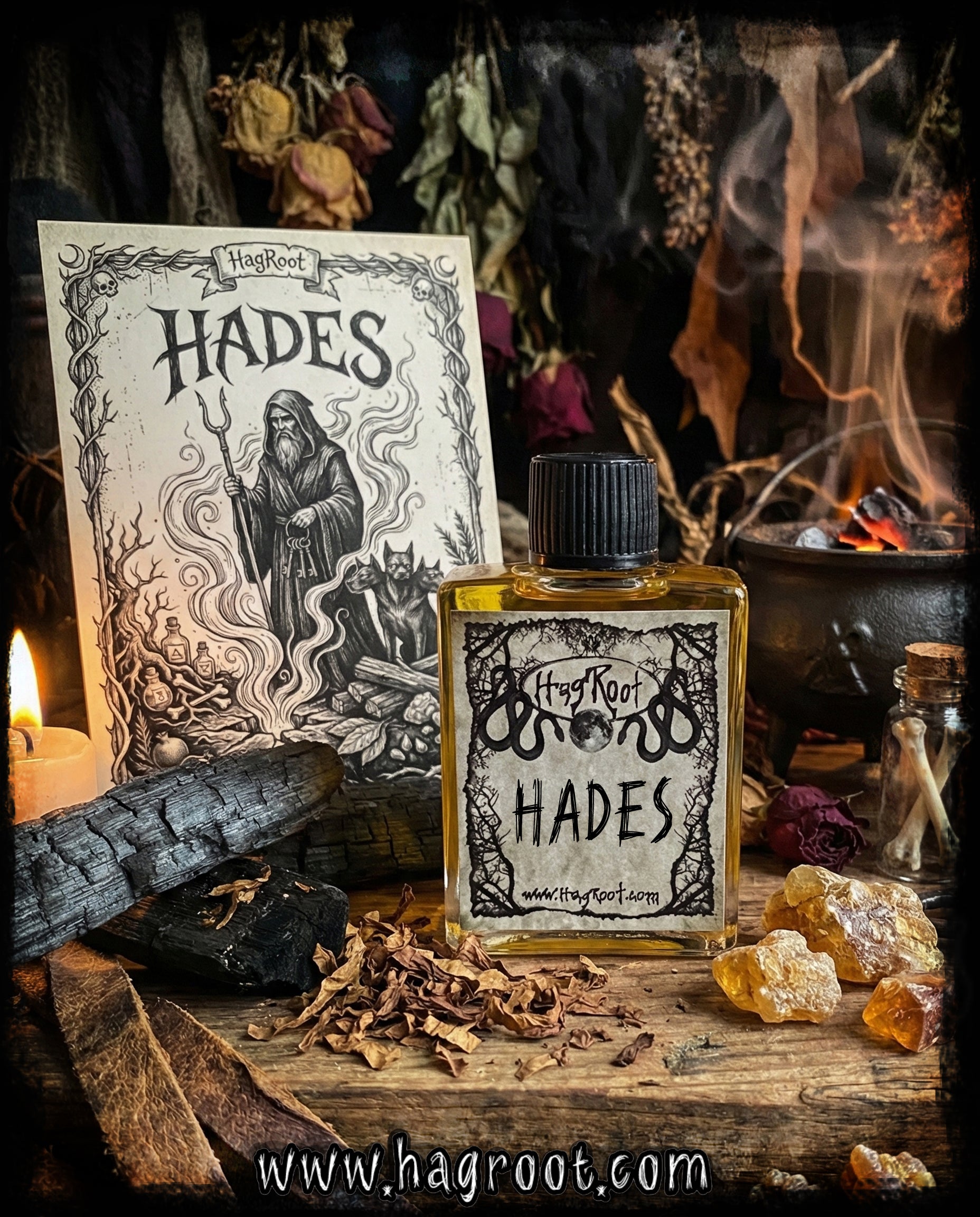 HADES-(Charred Wood, Tobacco, Amber, Leather, Myrrh)-Perfume, Cologne, Anointing, Ritual Oil