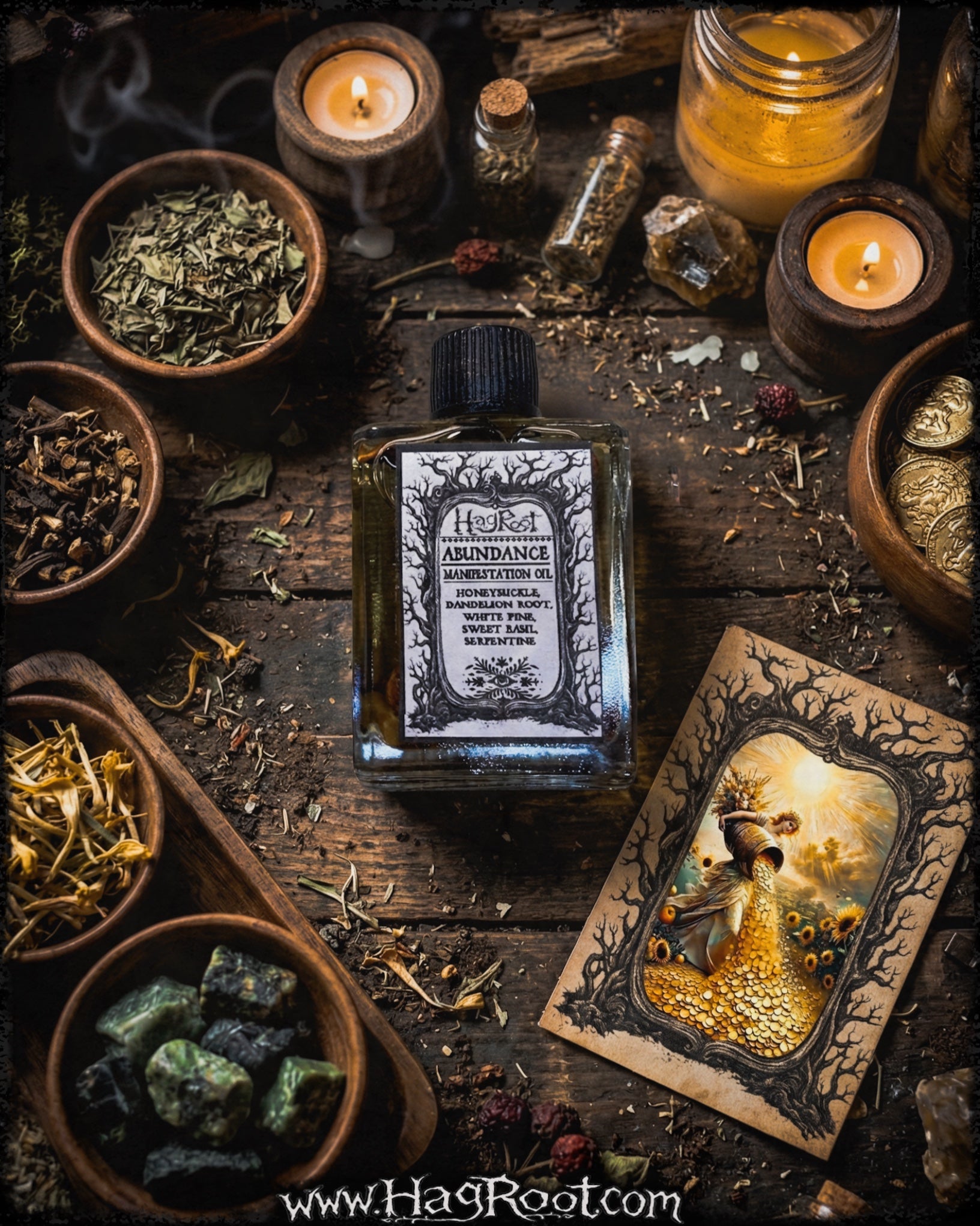 Abundance Manifestation Oil - Herbal Ritual Oil, Anointing Oil, Perfume, Conjure Oil