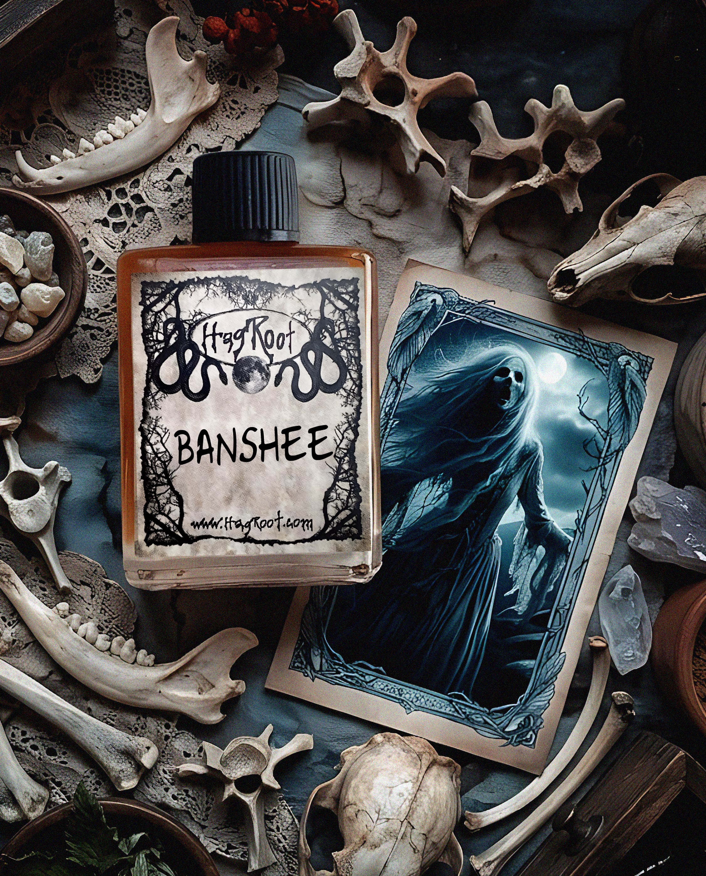 BANSHEE-(Sacred Spices, Dark Cacao, Musk, Agarwood, Amber Resin, Fig)-Perfume, Cologne, Anointing, Ritual Oil