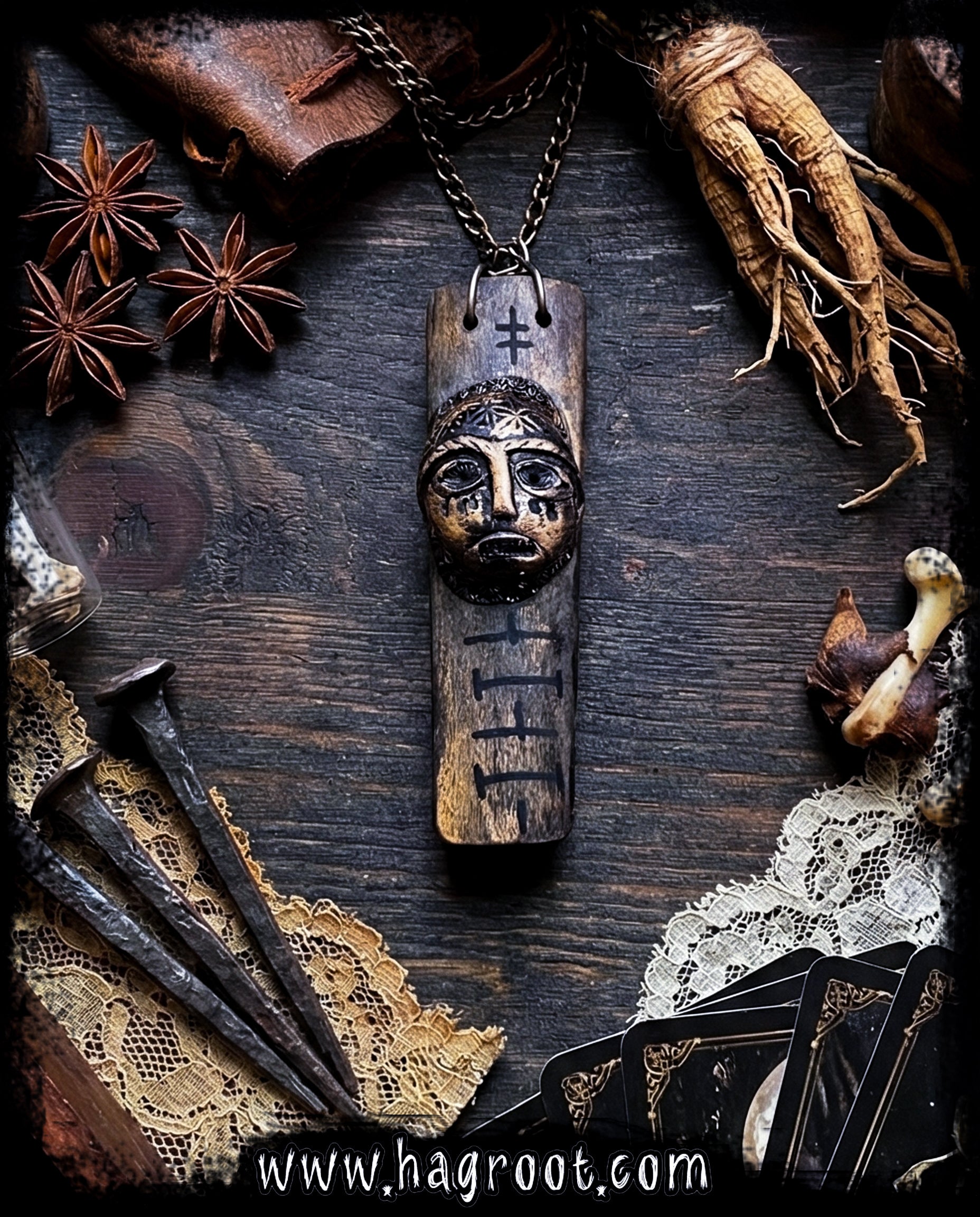 The Flow of Life - Wood + Clay Talisman/Amulet Necklace