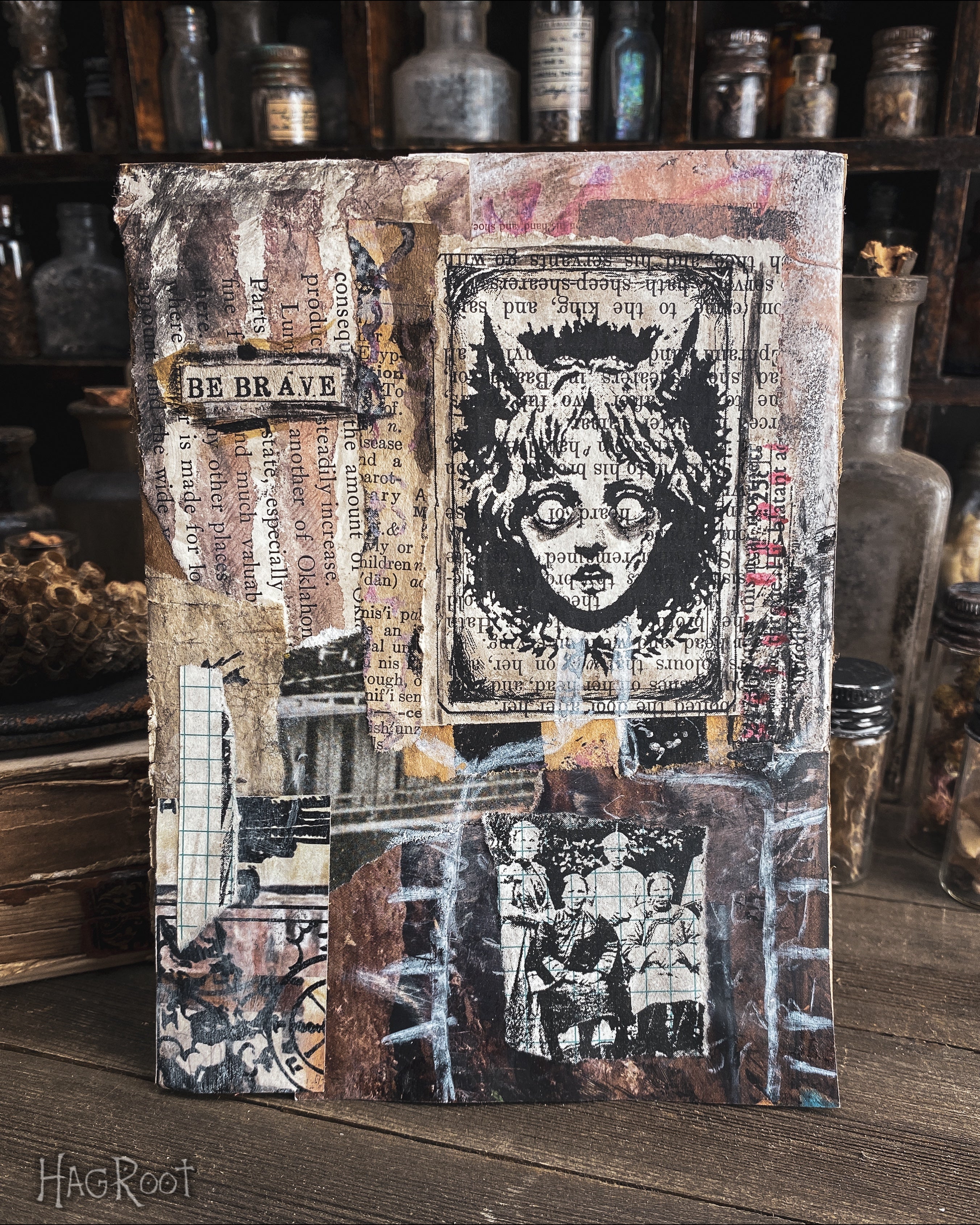 Be Brave - Original Mixed Media Collage - Altar Card