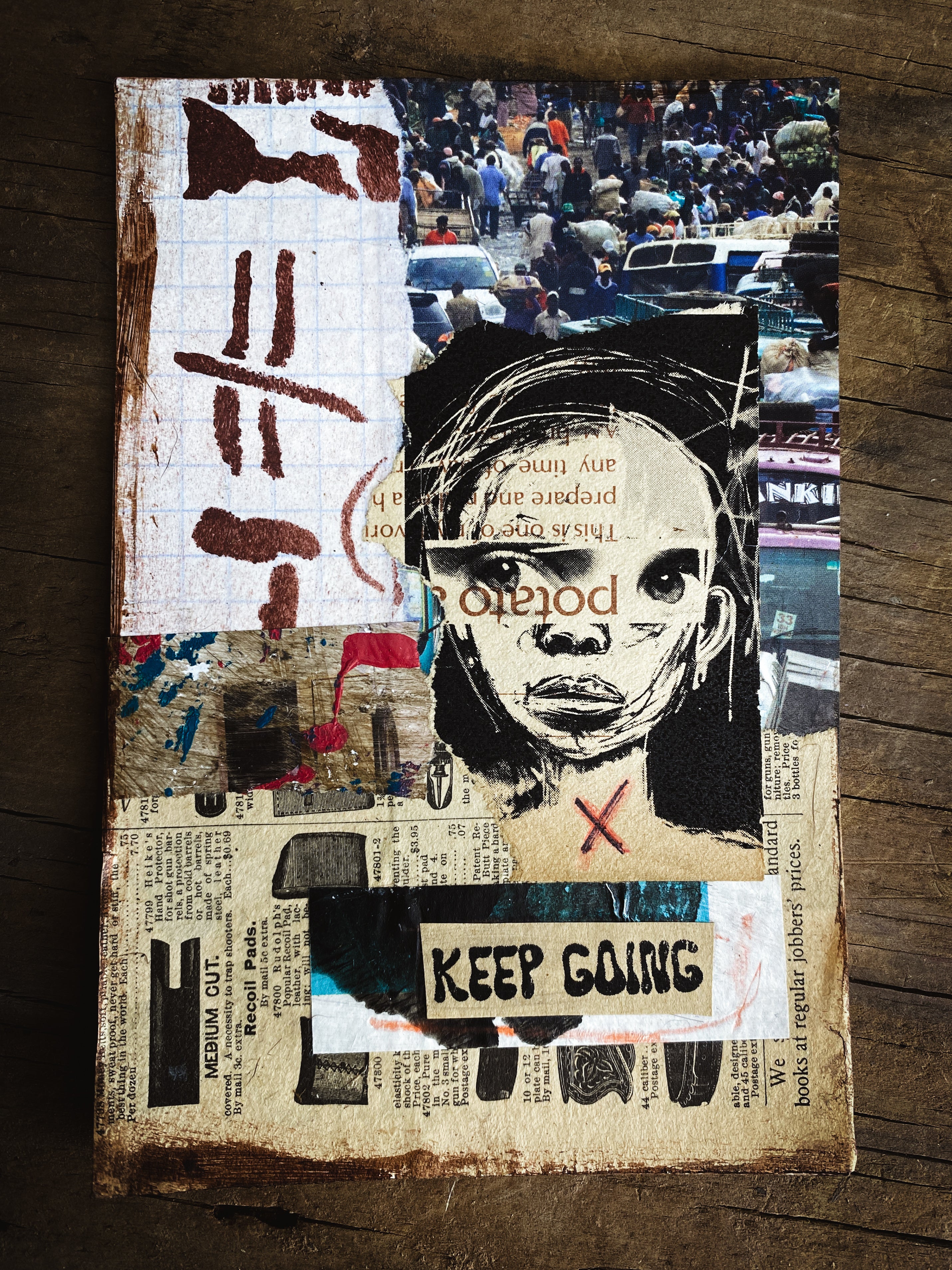 Keep Going - Original Mixed Media Collage